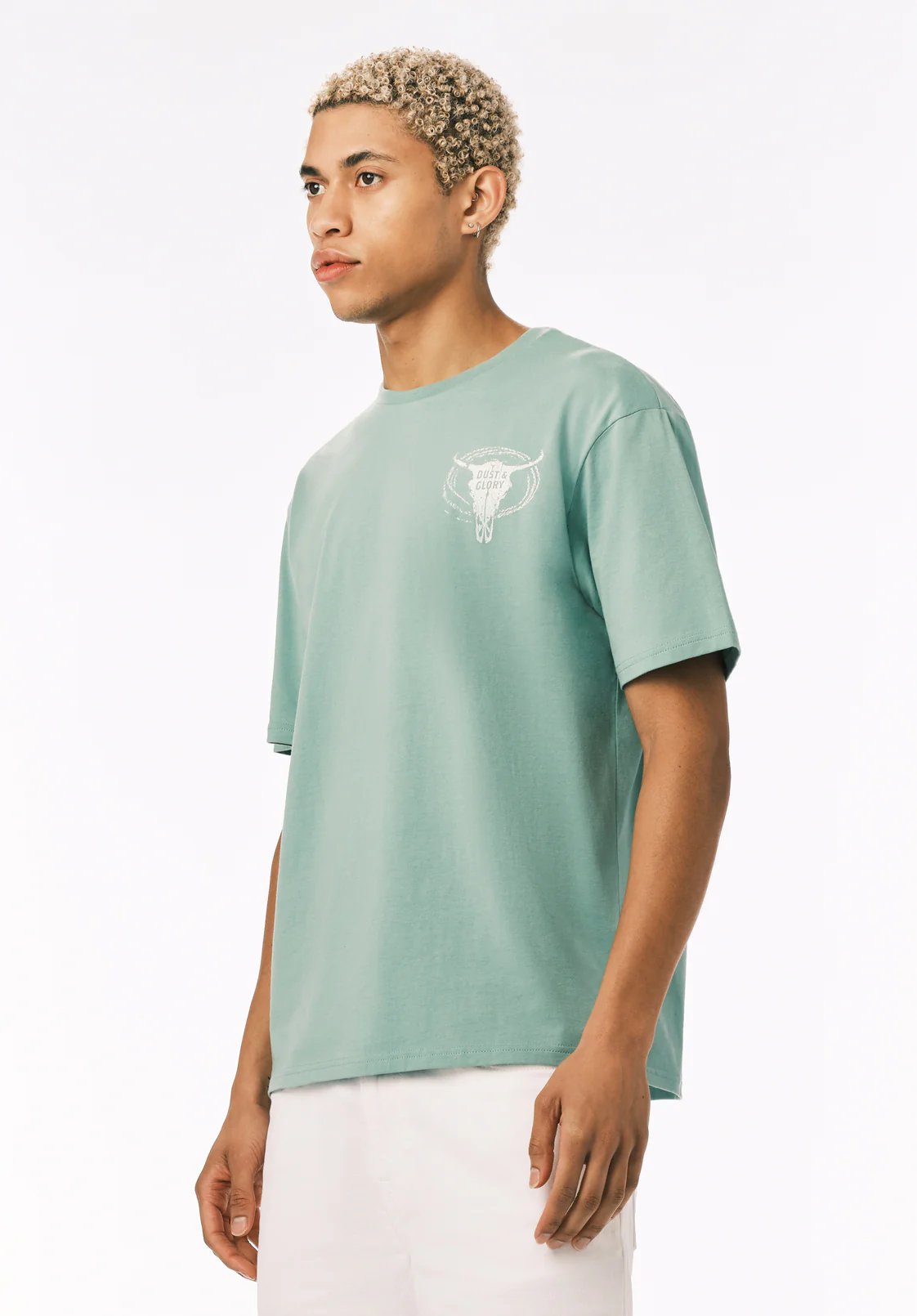 Teyze Men's Dust & Glory Skull Print Graphic Tee, Creme De Menthe - BM24840 - Image 4