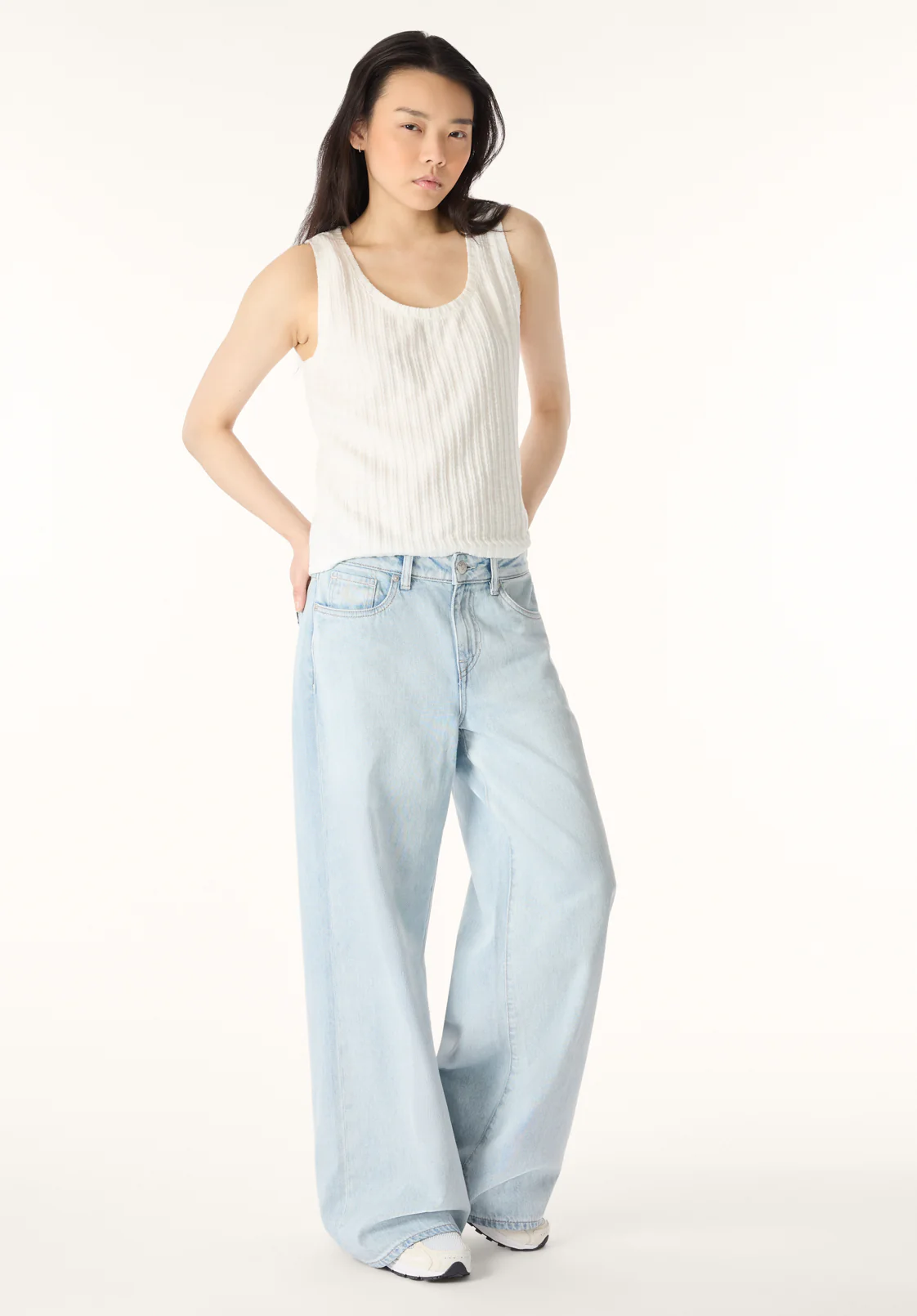 Thurryn Women's Rib Knit Tank Top, Blanc - KT0192P