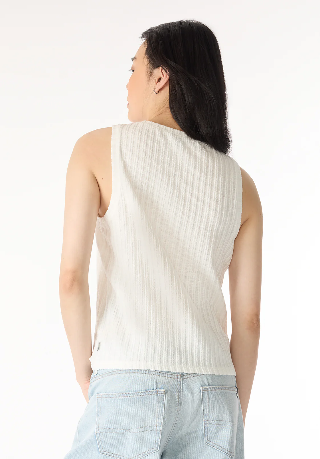 Thurryn Women's Rib Knit Tank Top, Blanc - KT0192P - Image 4
