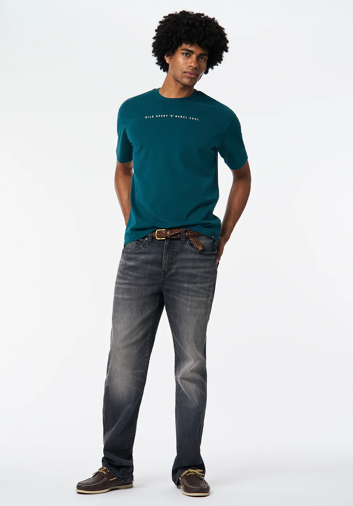 Tilden Men's Buffalo And Rebel Soul Print Graphic Tee, Deep Teal - BM24708