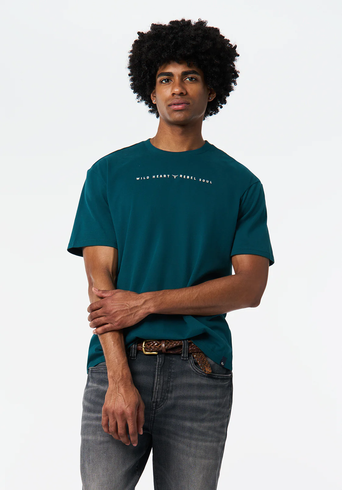Tilden Men's Buffalo And Rebel Soul Print Graphic Tee, Deep Teal - BM24708 - Image 3