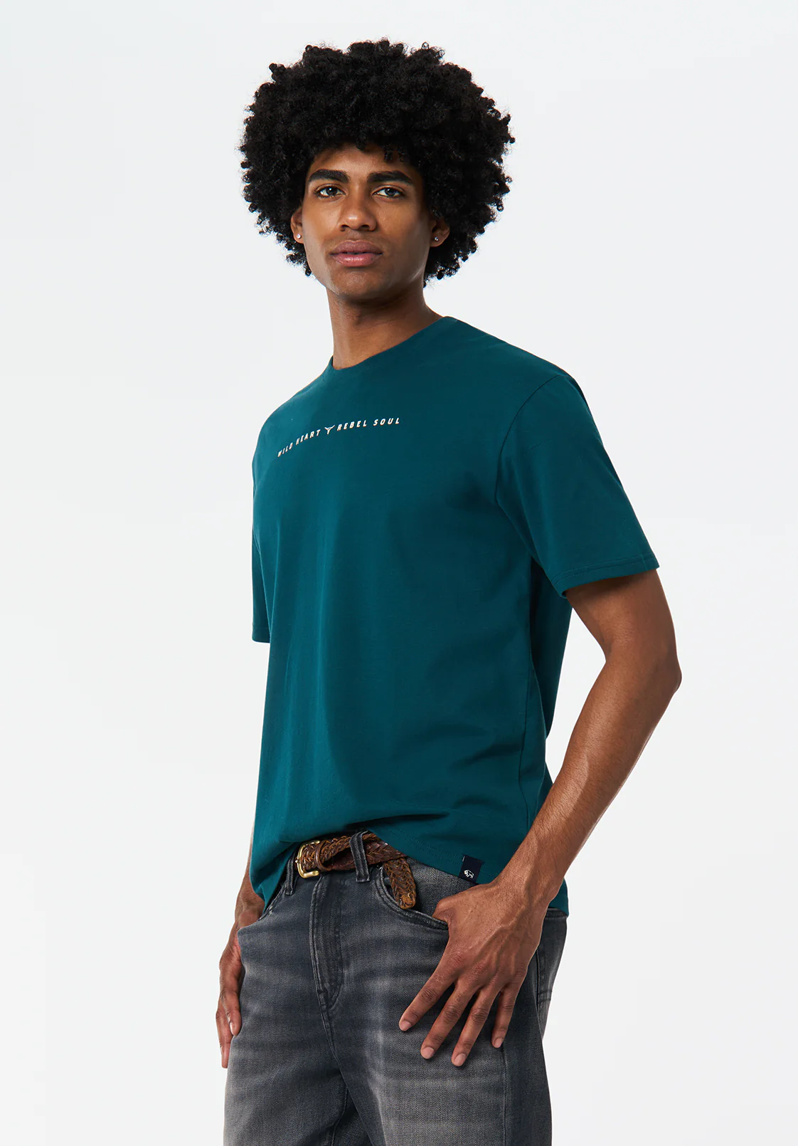 Tilden Men's Buffalo And Rebel Soul Print Graphic Tee, Deep Teal - BM24708 - Image 4