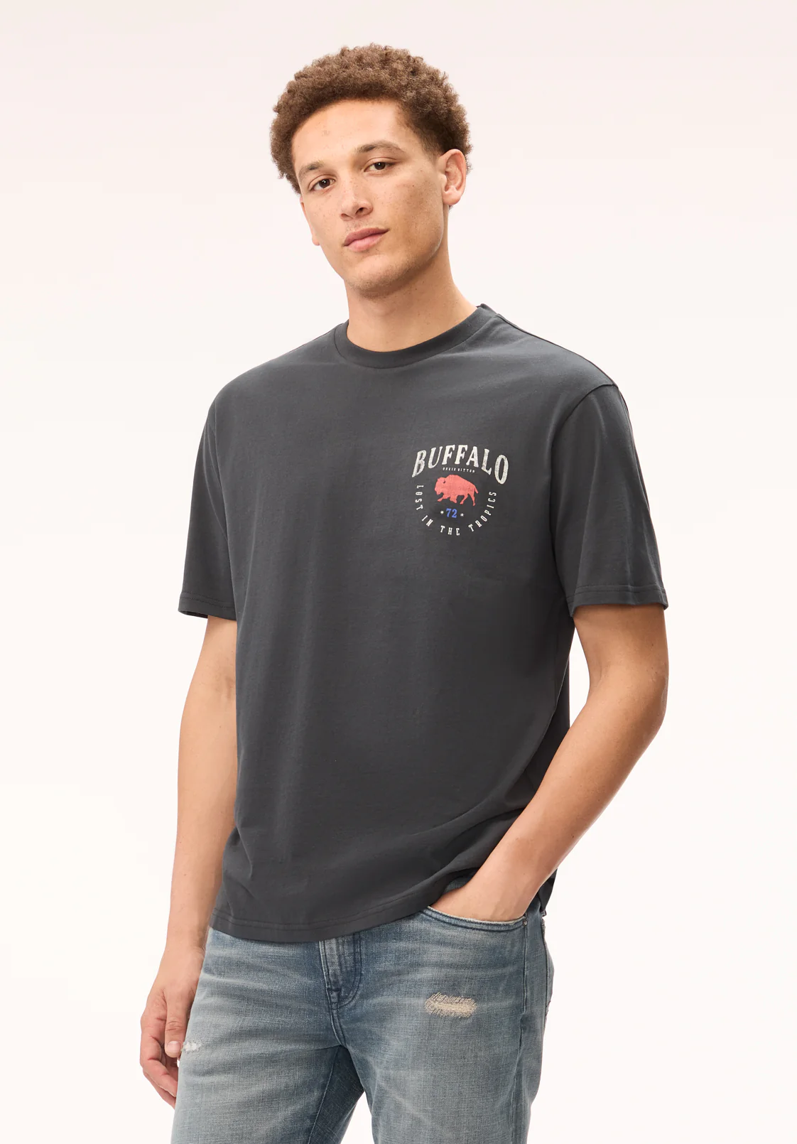 Tiver Men's Vintage Buffalo Graphic Tee, Black - BM24889 - Image 2