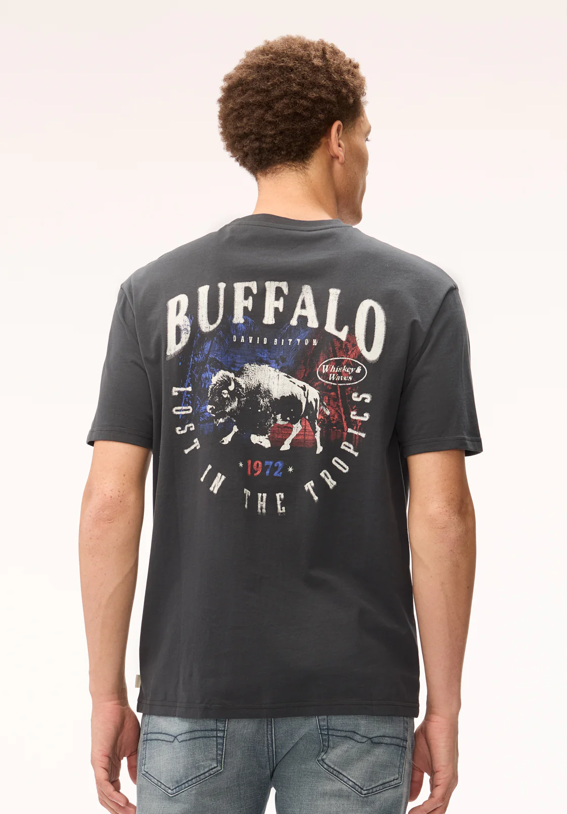 Tiver Men's Vintage Buffalo Graphic Tee, Black - BM24889 - Image 3