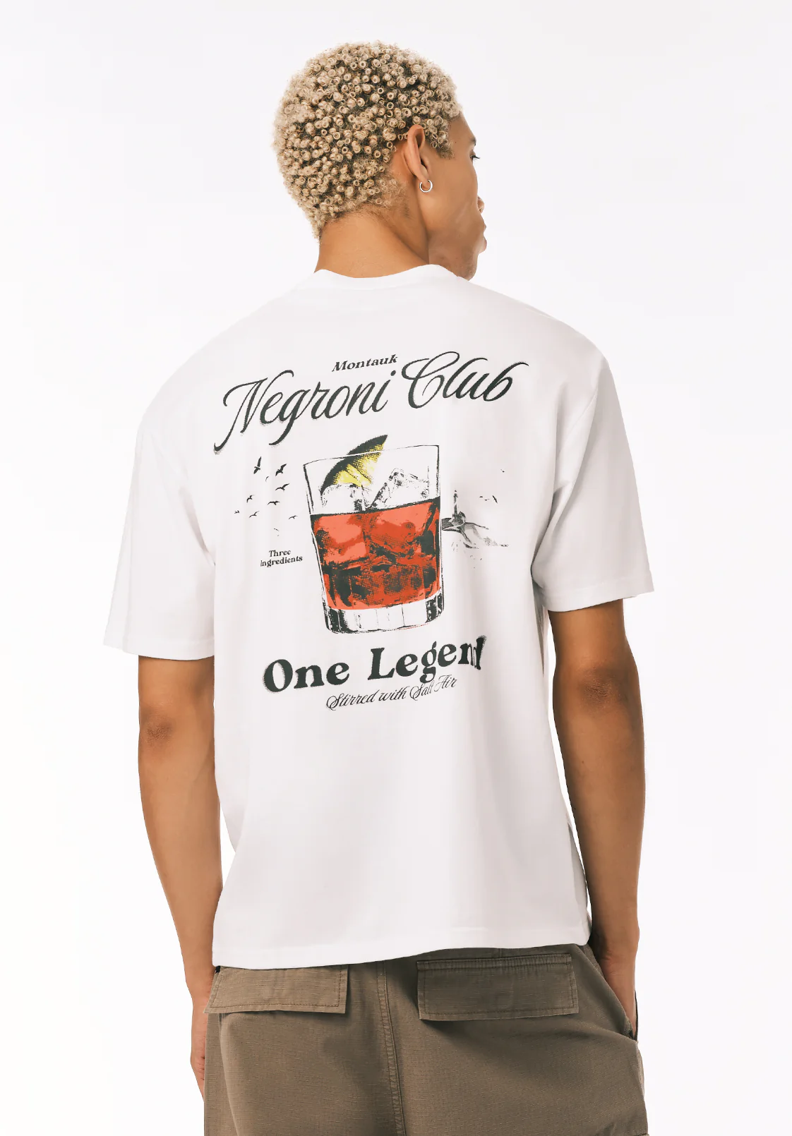 Tizak Men's Negroni Club Print Graphic Tee, White - BM24844 - Image 3