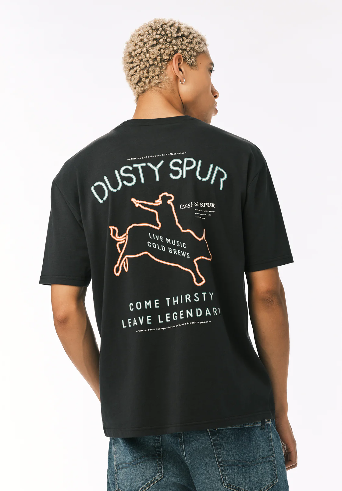 Tovax Men's Western Print Graphic Tee, Black - BM24833 - Image 3