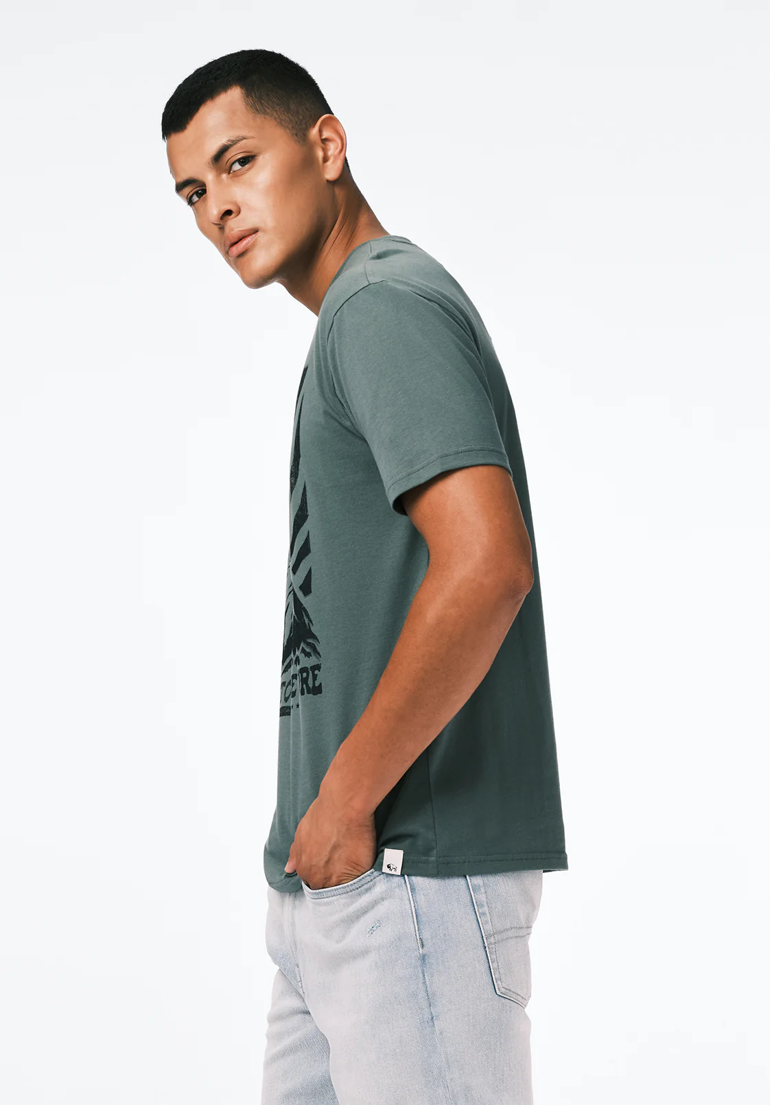 Trelan Men's Eagle Print Graphic Tee, Dark Forest - BM24725 - Image 3