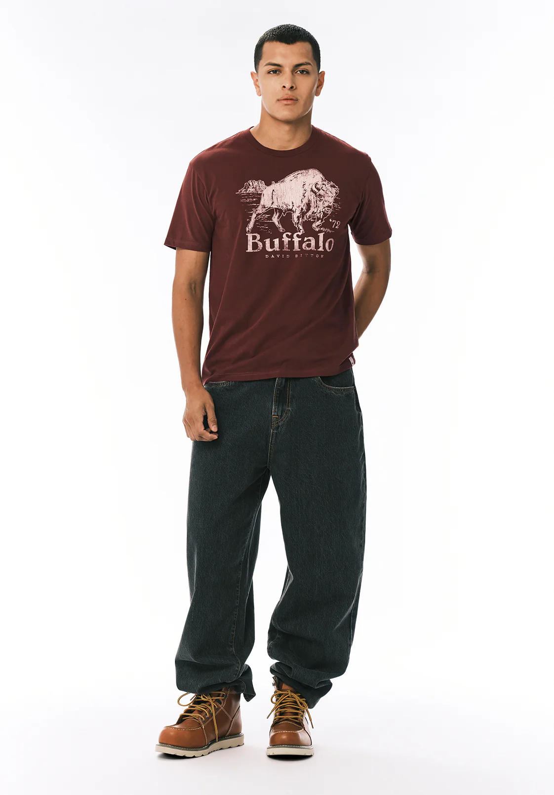 Turbaco Men's Buffalo Print Graphic Tee, Decadent Chocolate - BM24822