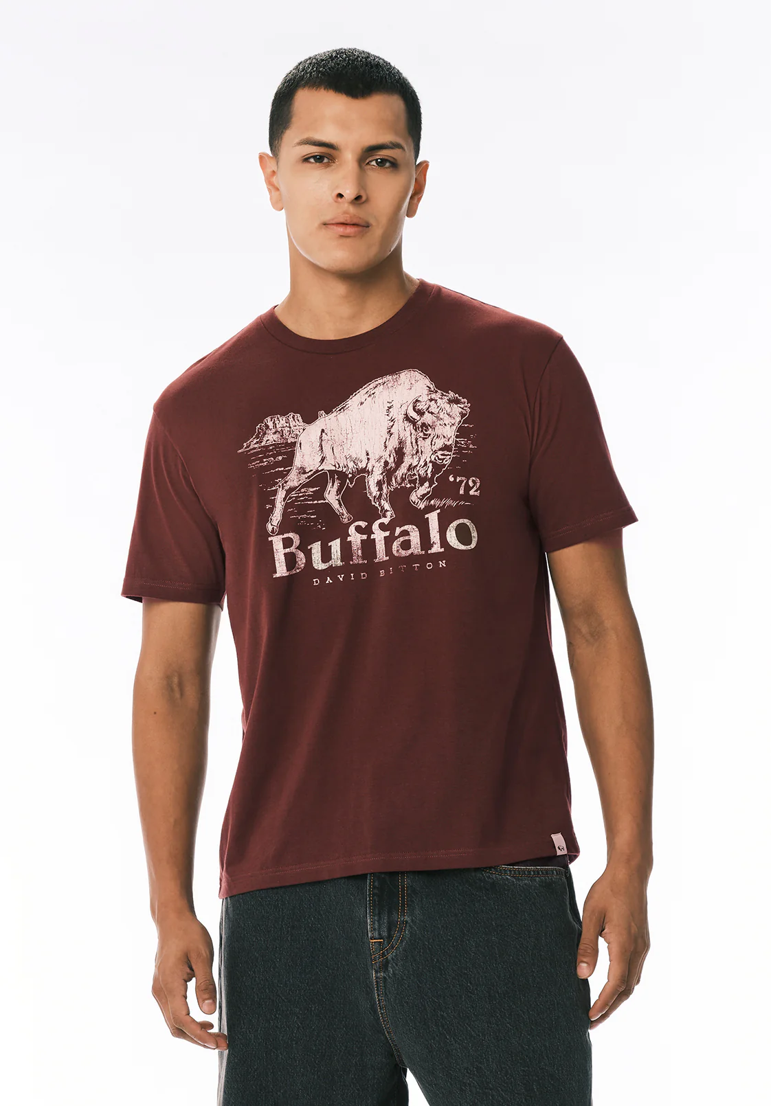 Turbaco Men's Buffalo Print Graphic Tee, Decadent Chocolate - BM24822 - Image 2
