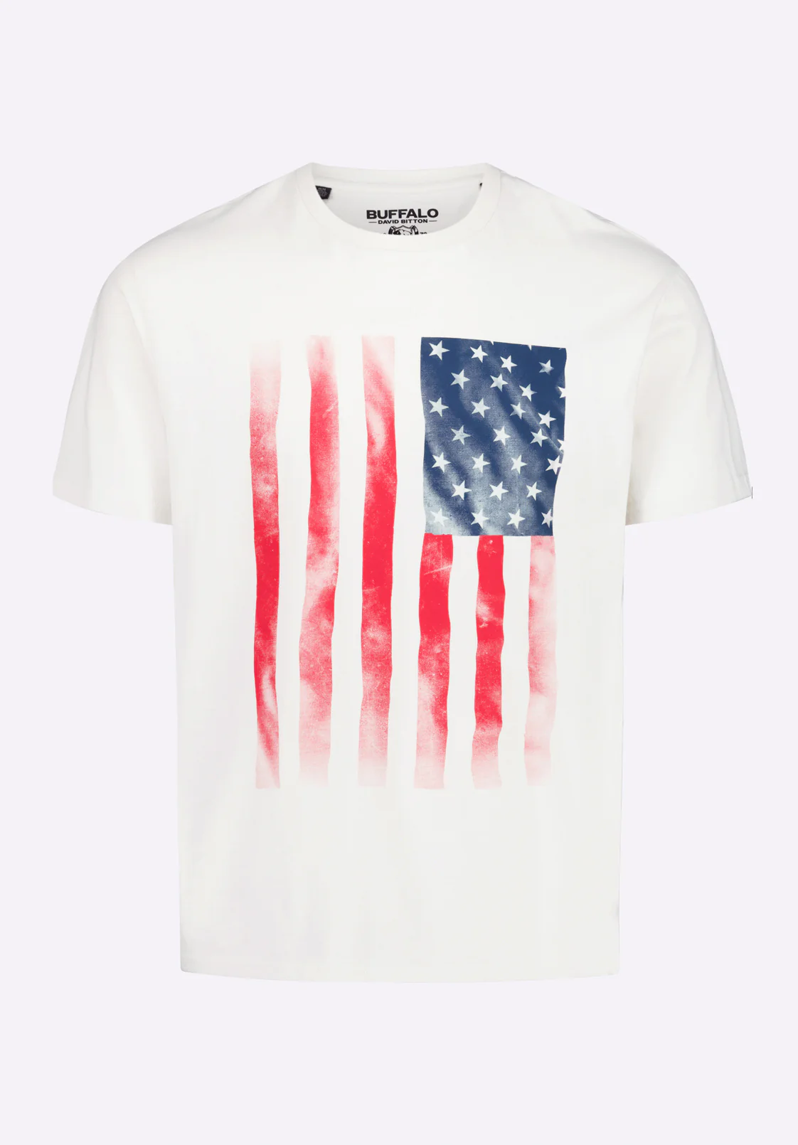Tusaf Men's American Flag Print Graphic Tee, Milk - BM24648 - Image 5