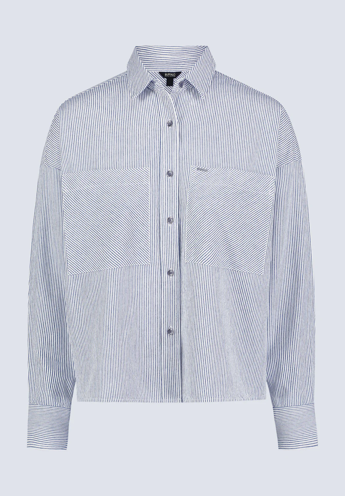 Twyla Women's Boxy Striped Shirt, Whale - WT0084H - Image 5