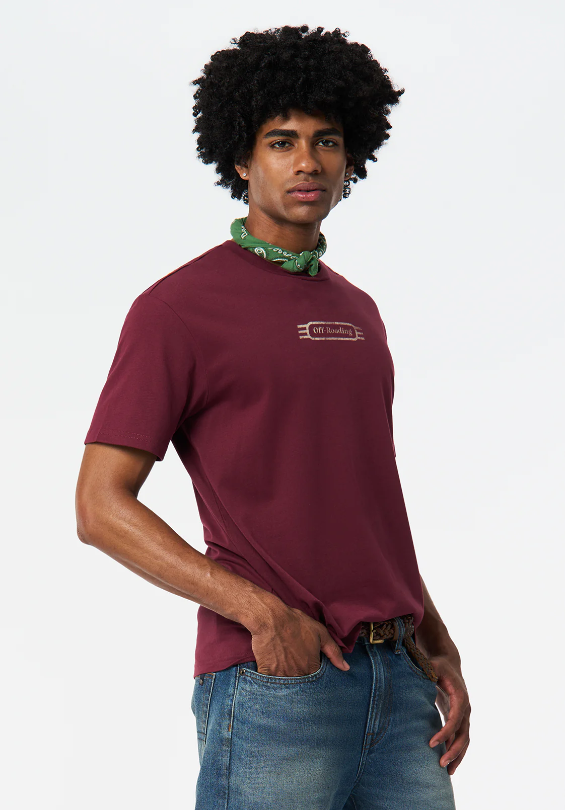 Tymon Men's 4Wheels Print Graphic Tee, Maroon Banner - BM24717 - Image 4