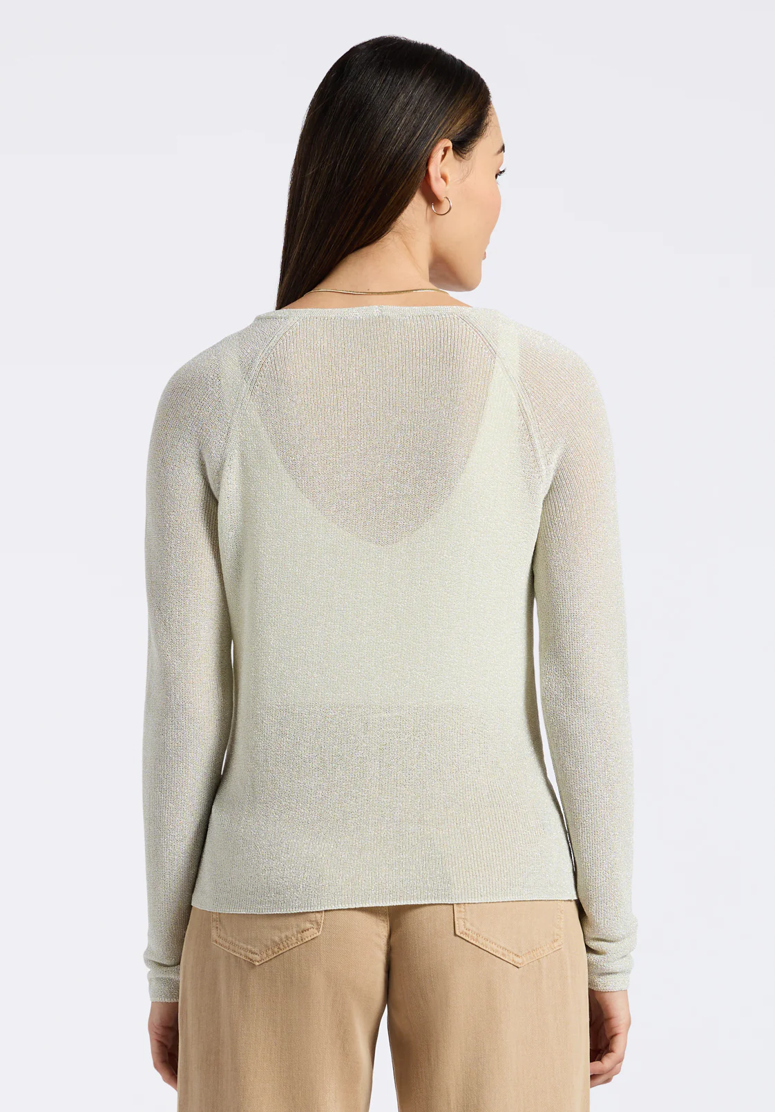 Valencianna Women's V-Neck Lightweight Sweater, Flax - SW0126P - Image 3