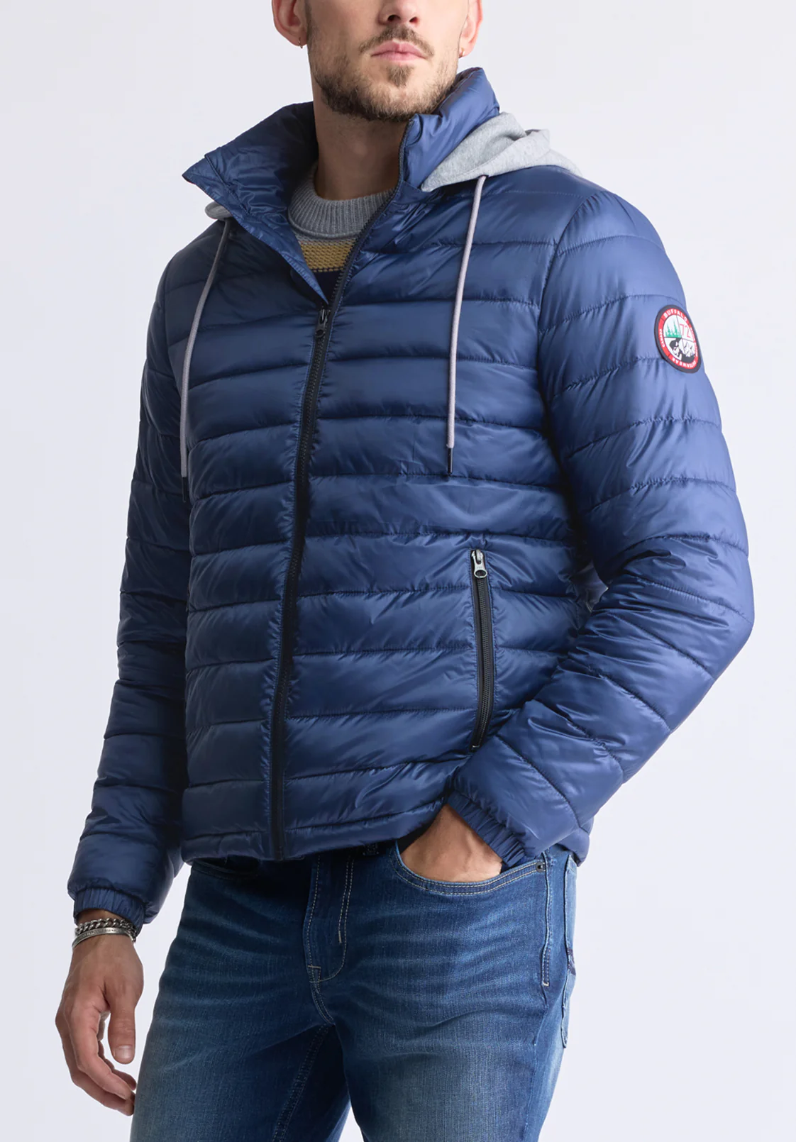 Vince Men's Quilted Zip-Up Jacket, Elemental Blue - OBMFE003