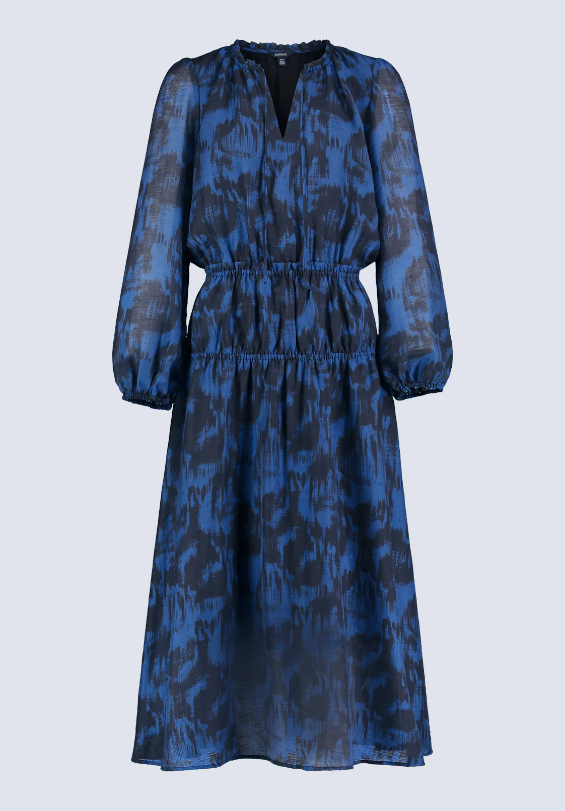 Virlen Women’s Long Sleeve Printed Midi Dress, Navy - WD0062F - Image 6