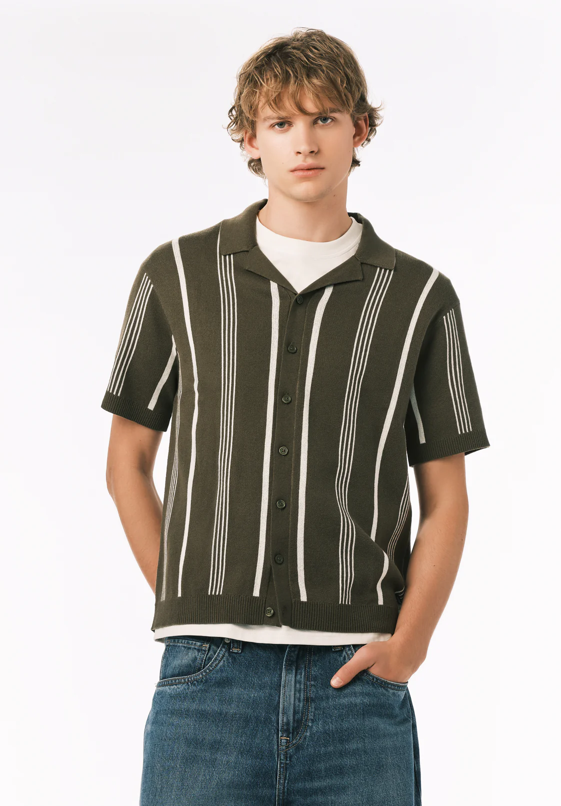 Waldir Men's Short Sleeve Sweater Shirt, Fern - BM24787 - Image 2