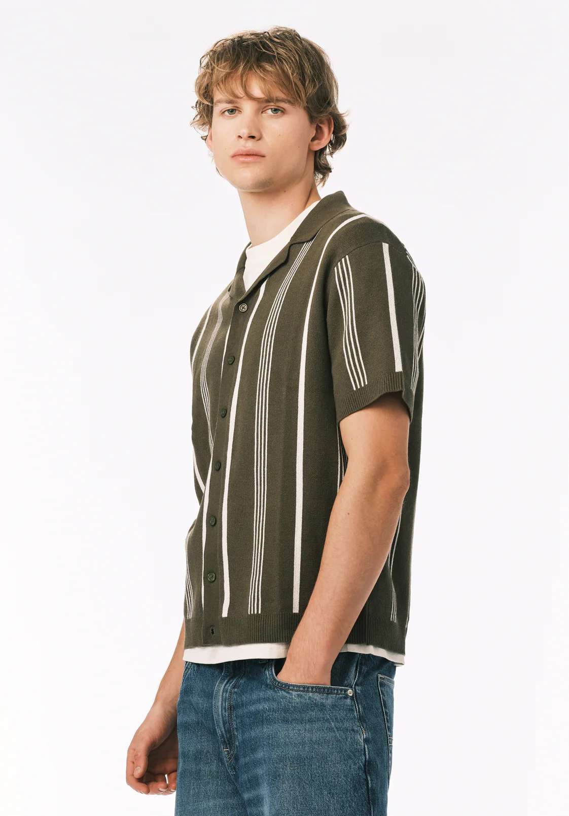Waldir Men's Short Sleeve Sweater Shirt, Fern - BM24787 - Image 4