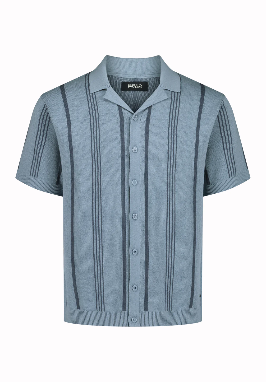 Waldir Men's Short Sleeve Sweater Shirt, Faded Denim - BM24787 - Image 5
