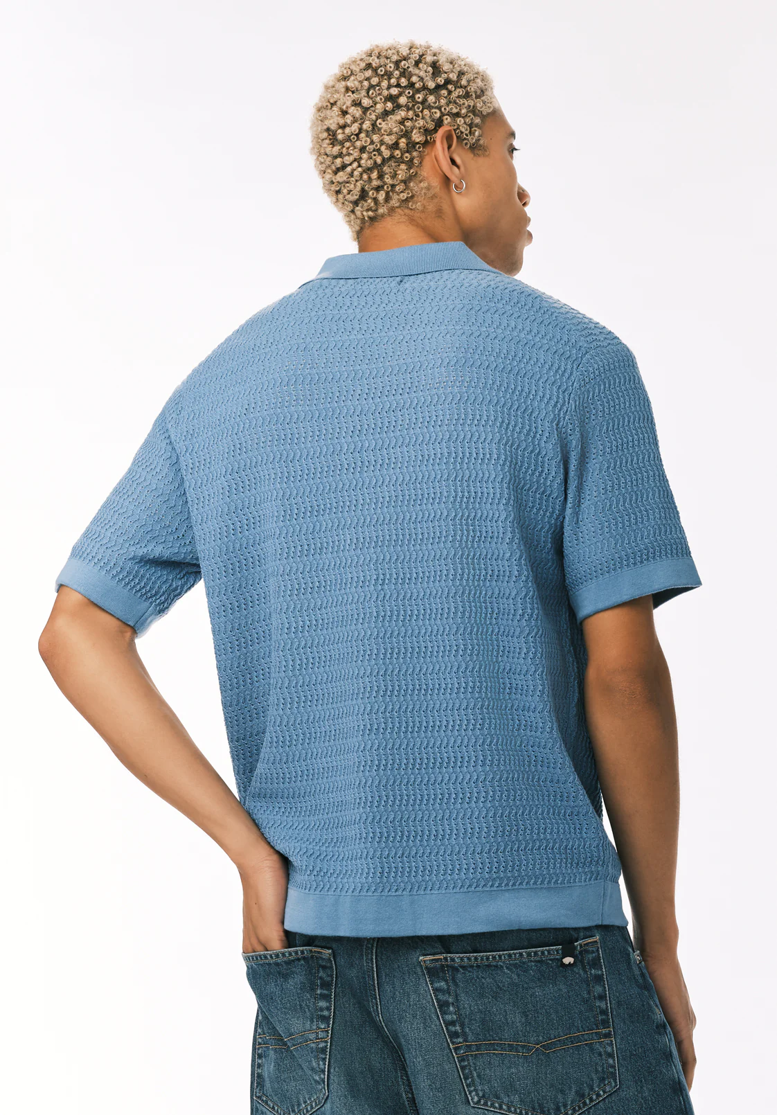 Waldir Men's Short Sleeve Sweater Shirt, Silver Lake Blue - BM24795 - Image 4
