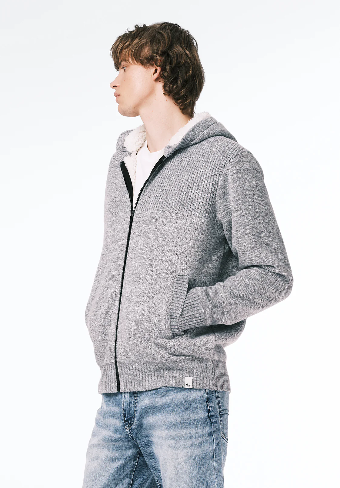 Walmick Men's Sherpa Lined Full-Zip Sweater Hoodie, Heather Grey - BM24739 - Image 3