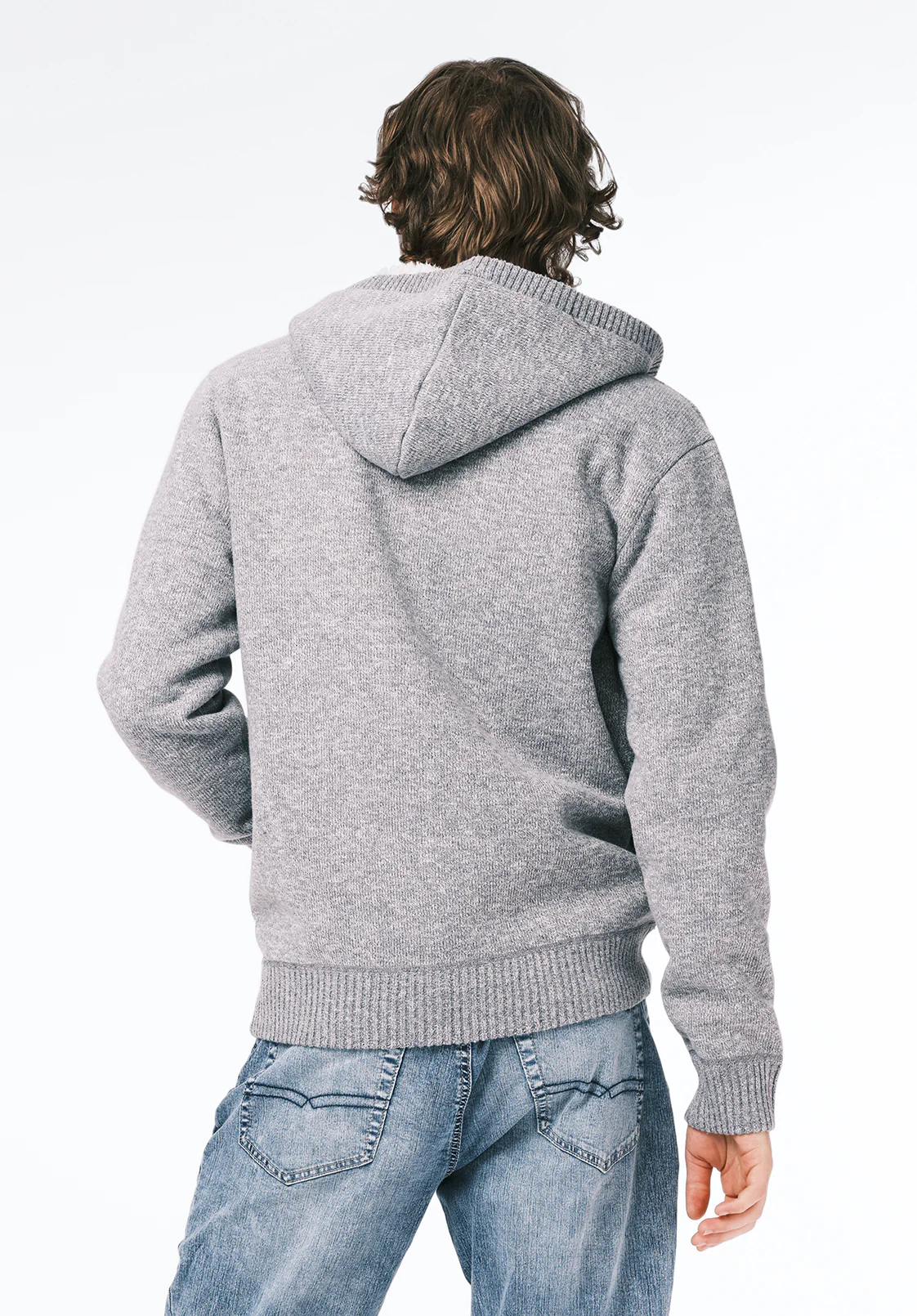 Walmick Men's Sherpa Lined Full-Zip Sweater Hoodie, Heather Grey - BM24739 - Image 4