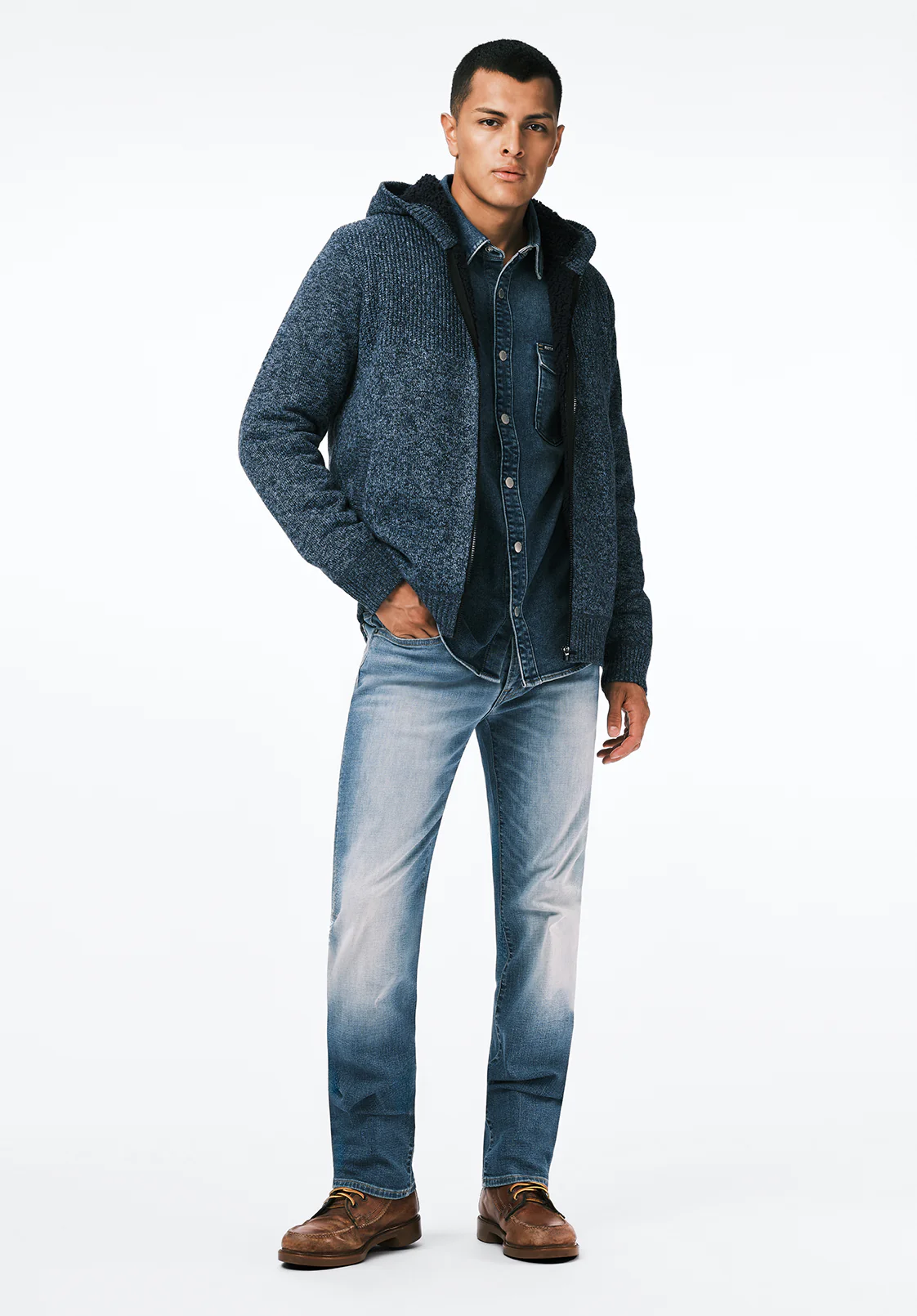 Walmick Men's Sherpa Lined Full-Zip Sweater Hoodie, Mirage - BM24739