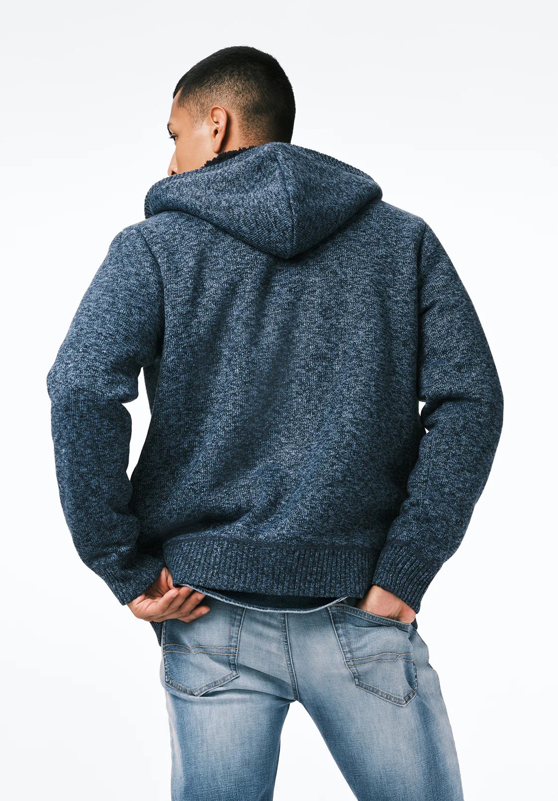 Walmick Men's Sherpa Lined Full-Zip Sweater Hoodie, Mirage - BM24739 - Image 2