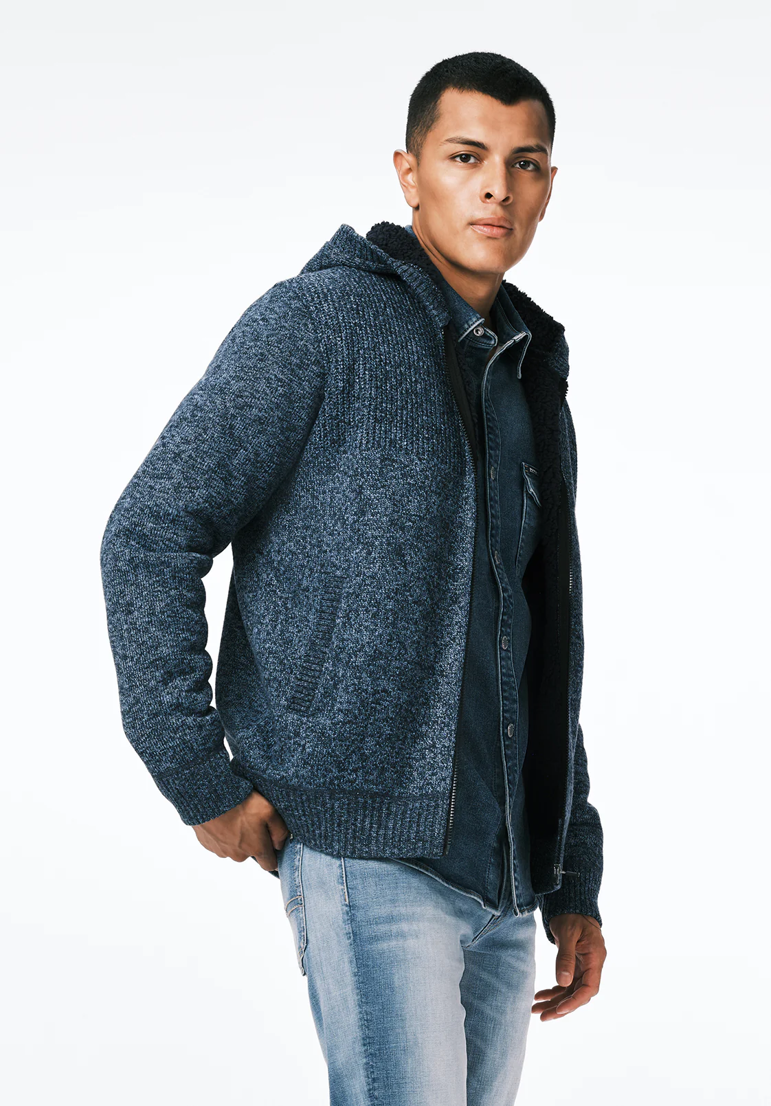 Walmick Men's Sherpa Lined Full-Zip Sweater Hoodie, Mirage - BM24739 - Image 4
