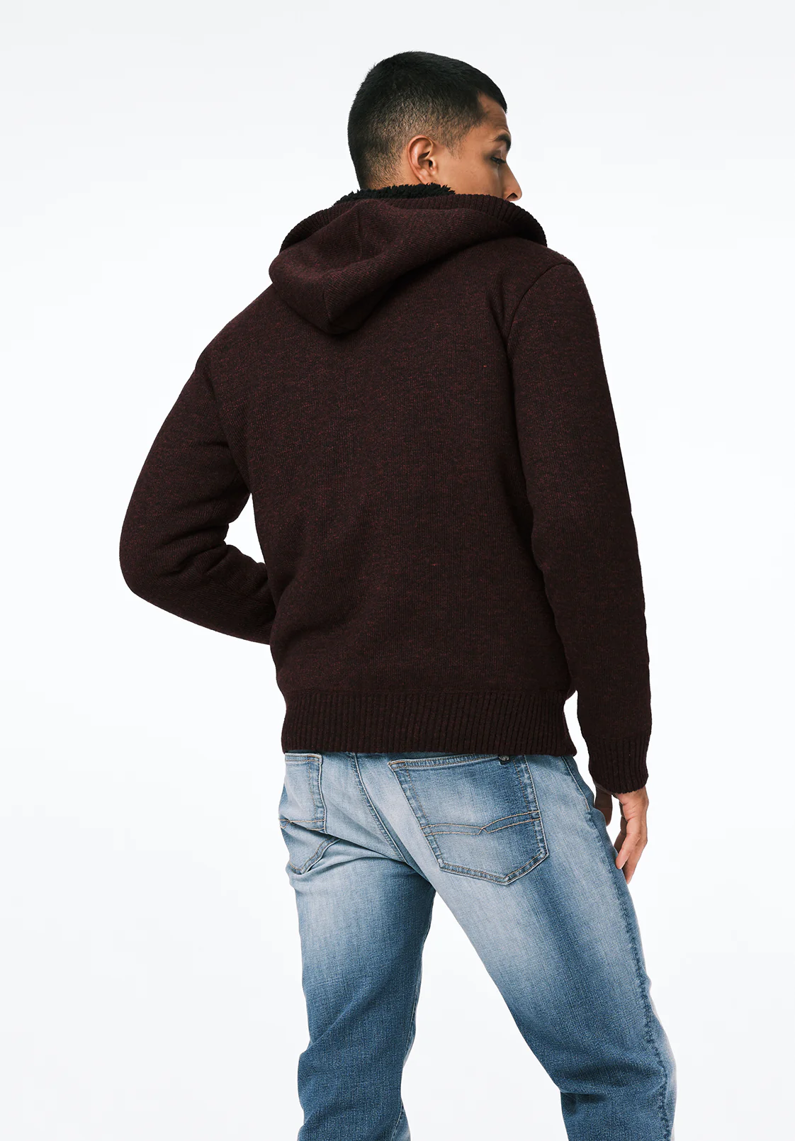 Walmick Men's Sherpa Lined Full-Zip Sweater Hoodie, Fico - BM24739 - Image 2