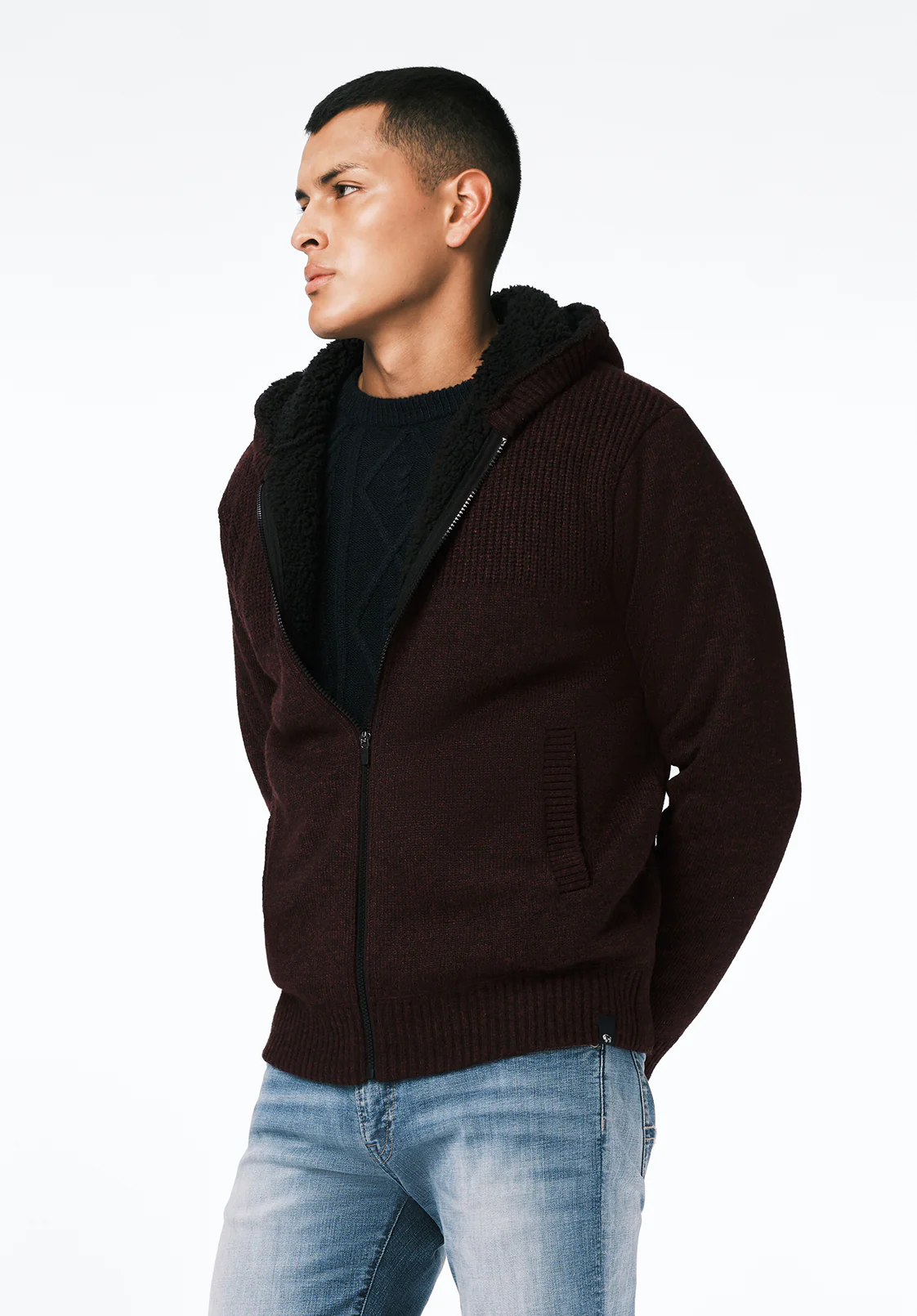 Walmick Men's Sherpa Lined Full-Zip Sweater Hoodie, Fico - BM24739 - Image 4
