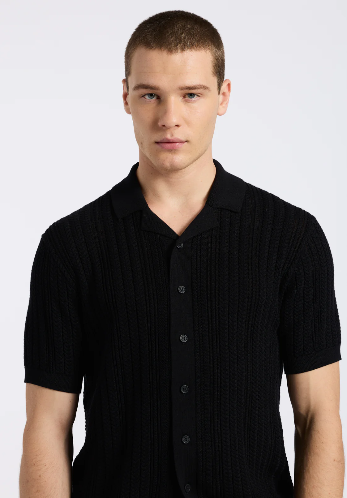 Wasko Men's Short Sleeve Sweater Shirt, Black - BM24540 - Image 5