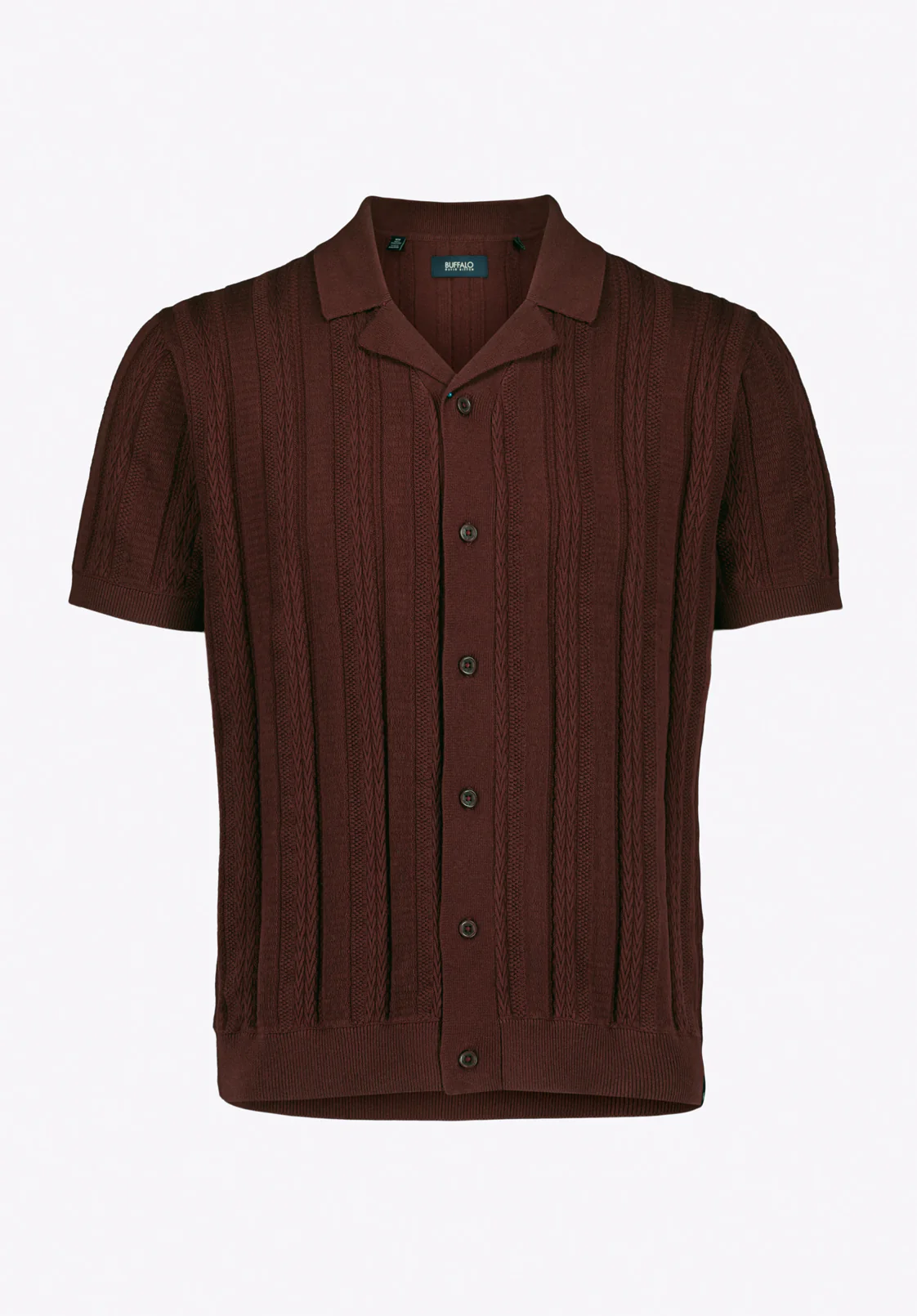 Wasko Men's Short Sleeve Sweater Shirt, Decadent Chocolate - BM24766 - Image 5
