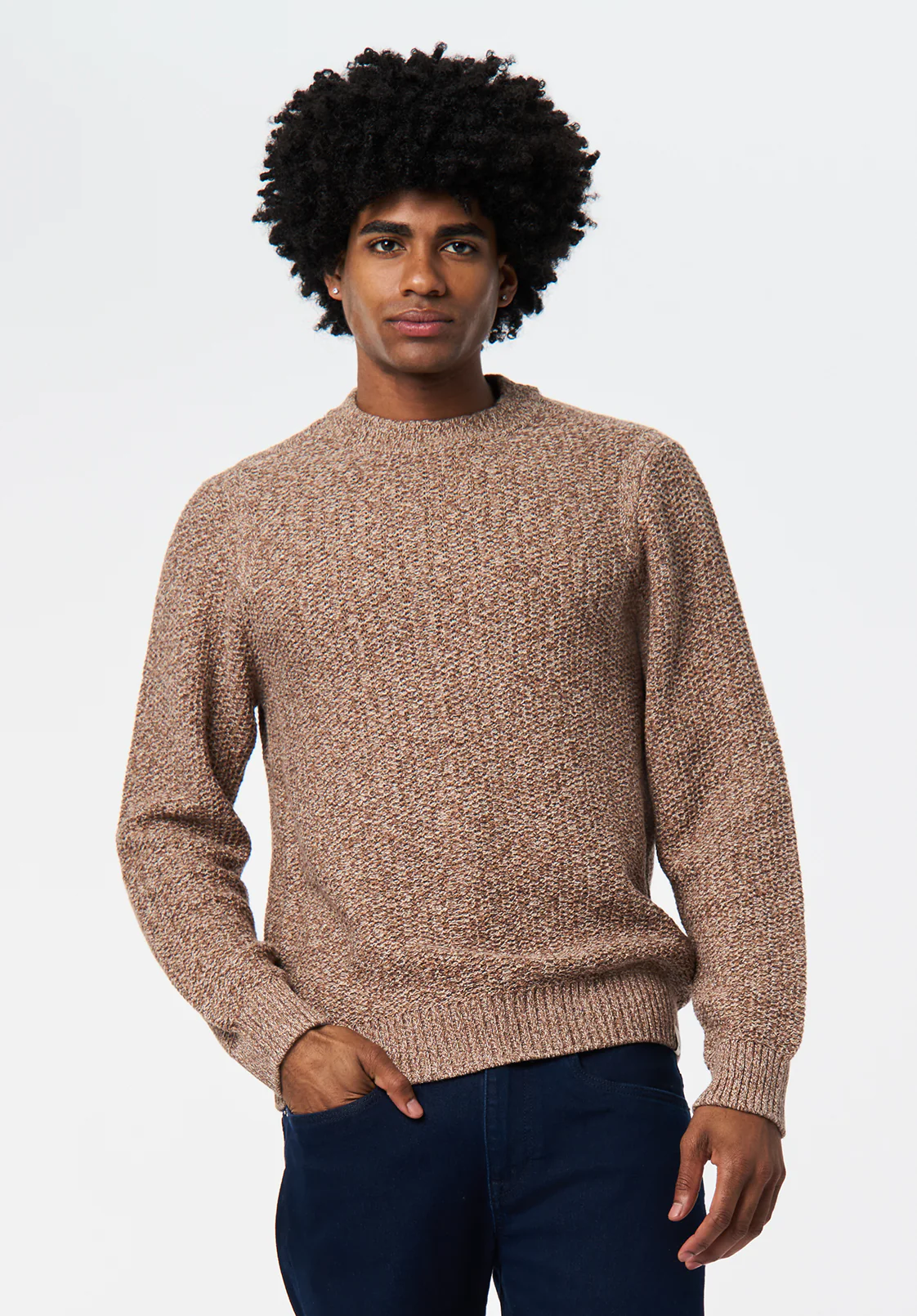 Waylon Men's Marled Sweater, Woodsmoke - BM24680 - Image 2