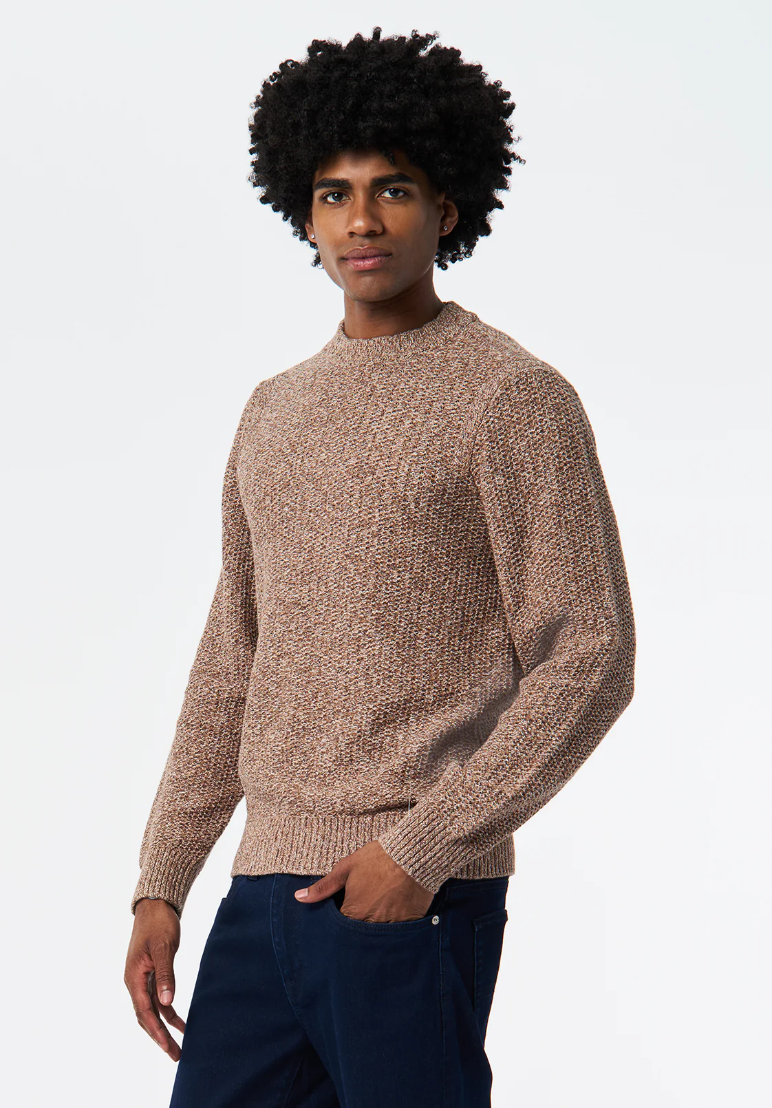 Waylon Men's Marled Sweater, Woodsmoke - BM24680 - Image 3