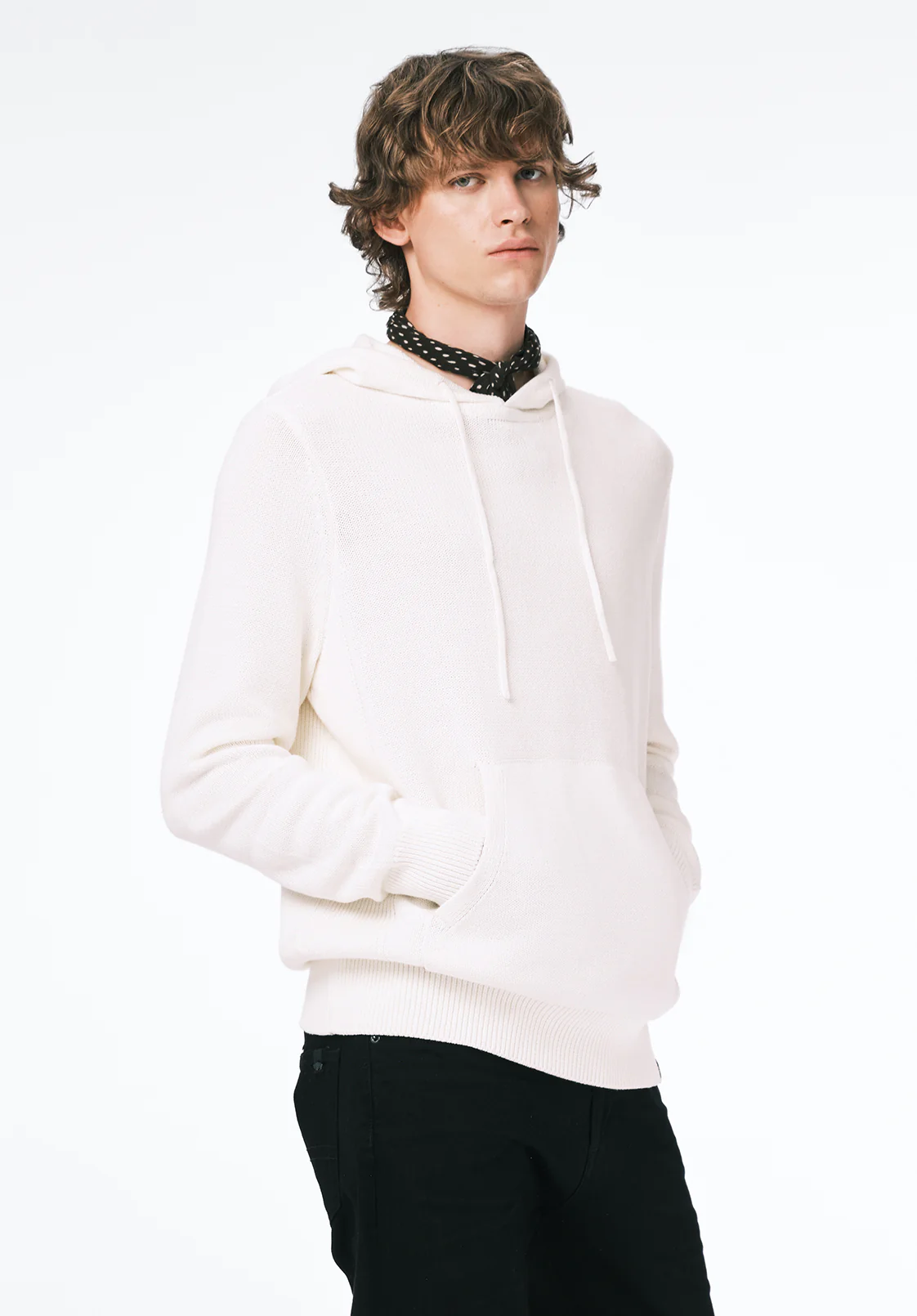 Wilbur Men's Knit Hoodie, Milk - BM24700 - Image 3