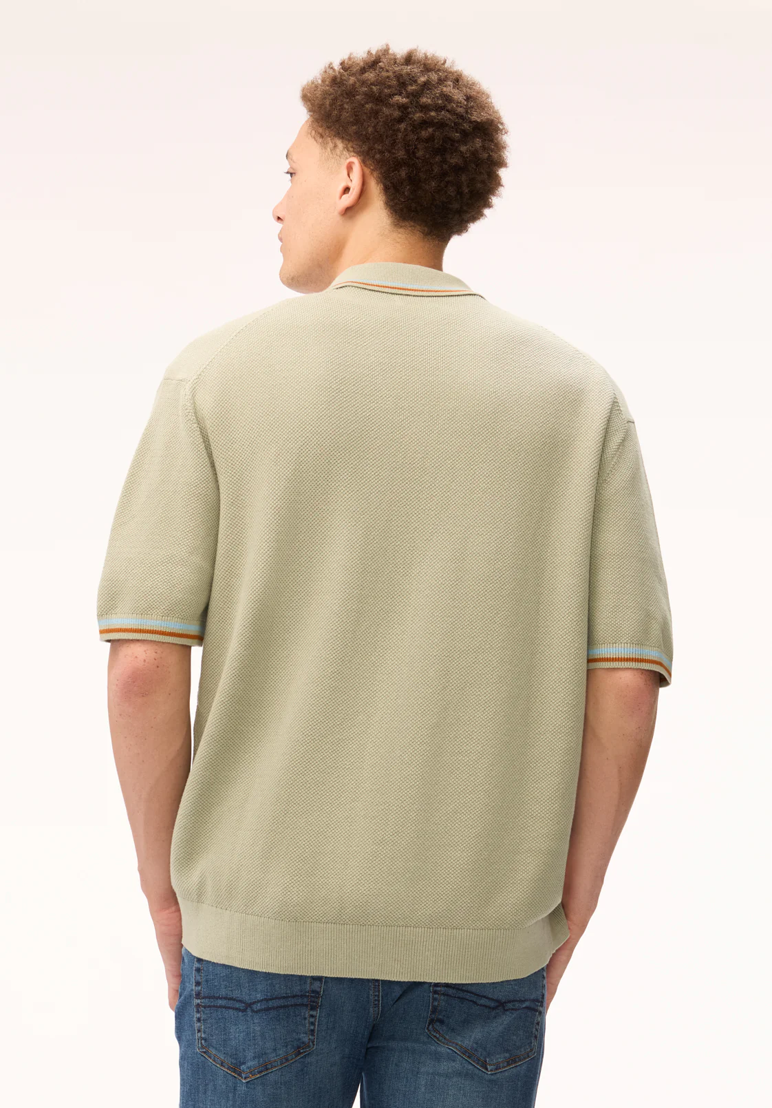 Wilra Men's Short Sleeve Sweater Shirt, Sage Green - BM24879 - Image 3