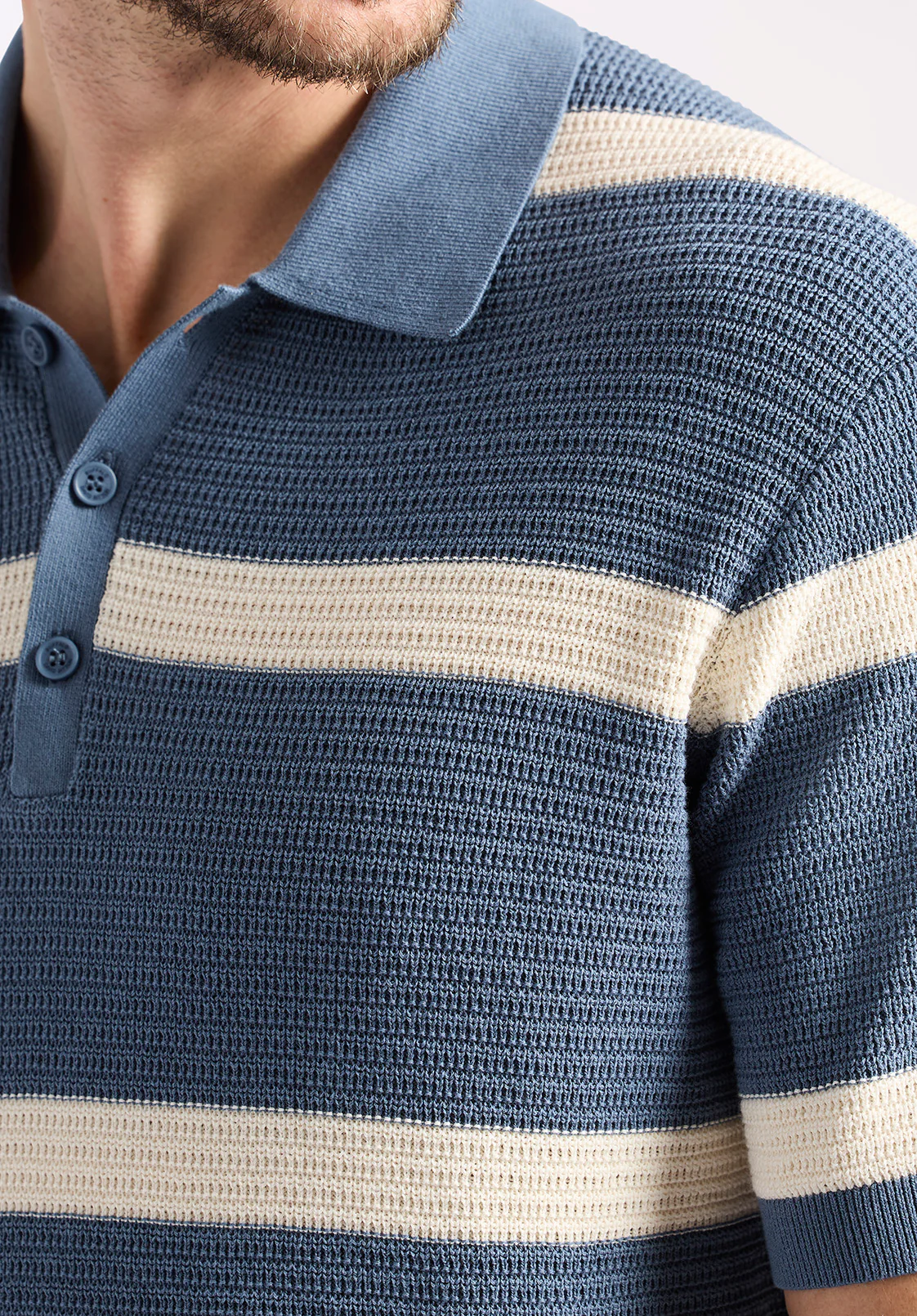 Winder Men's Short Sleeve Striped Sweater Polo, Mirage - BM24549 - Image 5
