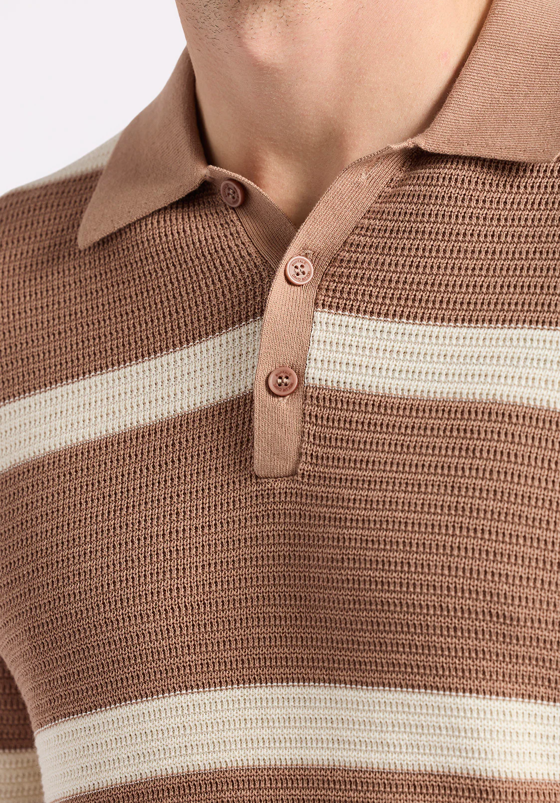 Winder Men's Short Sleeve Striped Sweater Polo, Woodsmoke - BM24549 - Image 5