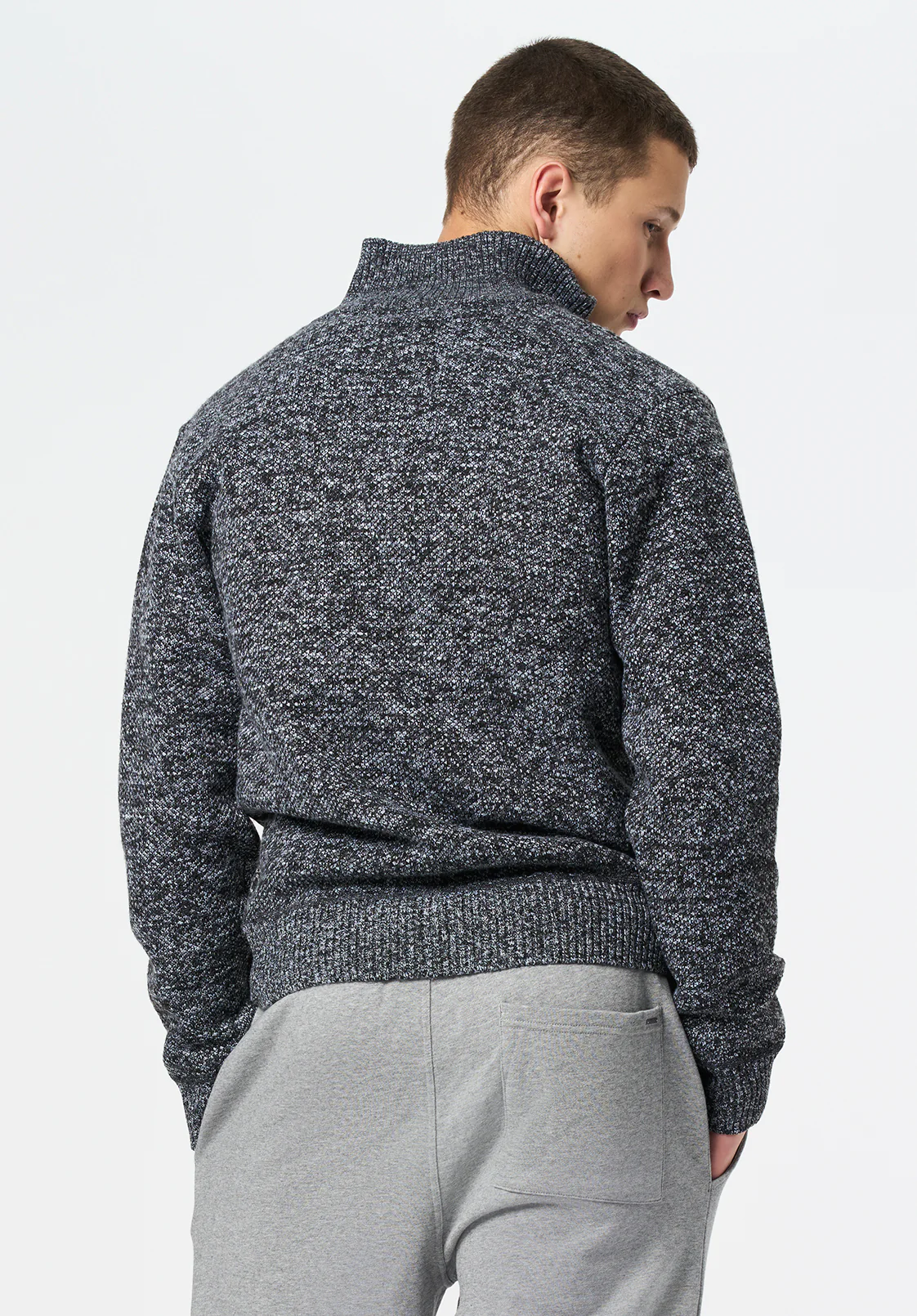 Winlow Men's Lined Fair Isle Full-Zip Sweater, Heather Grey - BM24749 - Image 3