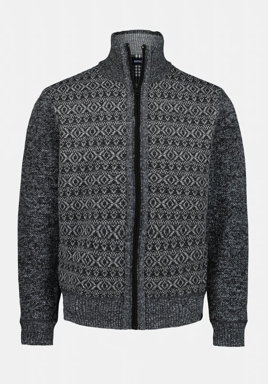Winlow Men's Lined Fair Isle Full-Zip Sweater, Heather Grey - BM24749 - Image 5