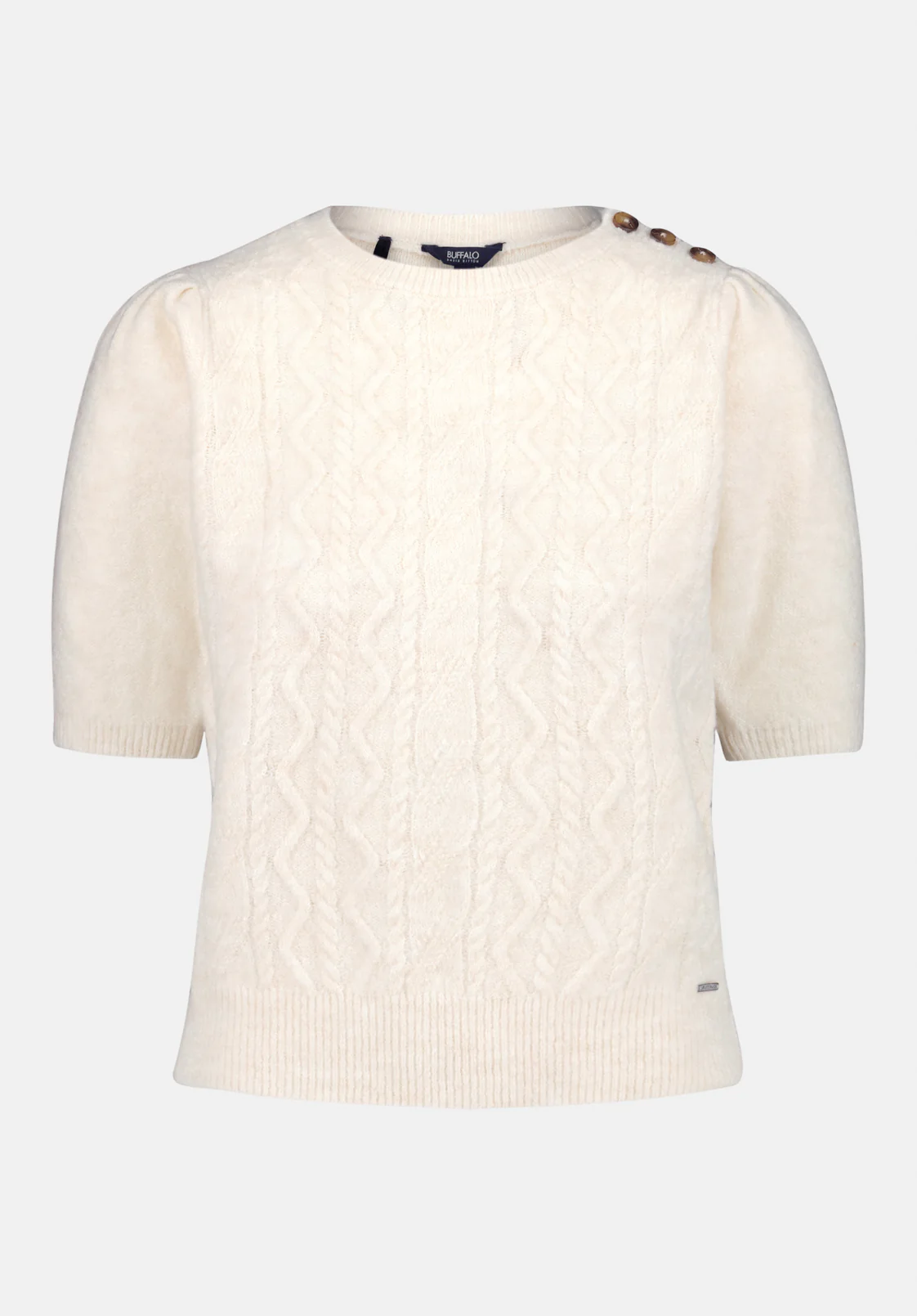 Winsome Women's Short Sleeve Cable Knit Sweater, Marshmallow - SW0151 - Image 5