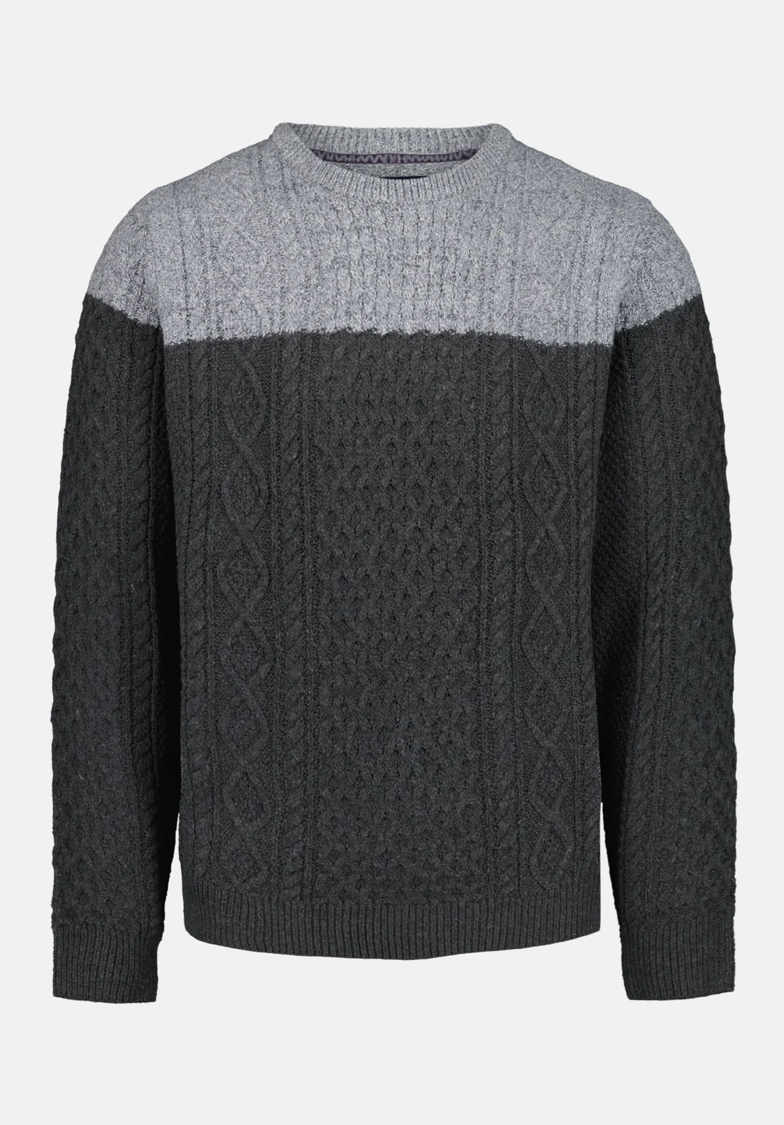 Wintor Men's Colorblock Cable Knit Sweater, Heather Grey - BM24748 - Image 5