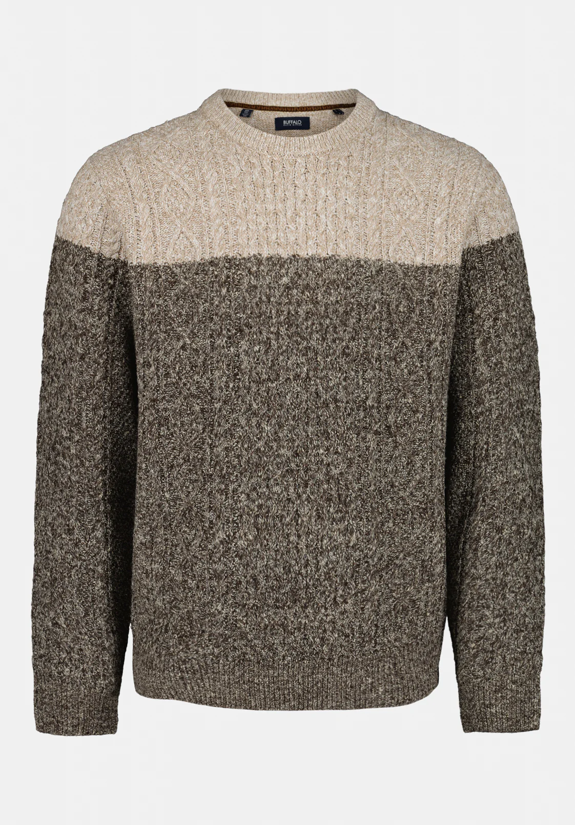 Wintor Men's Colorblock Cable Knit Sweater, Dune - BM24748 - Image 4