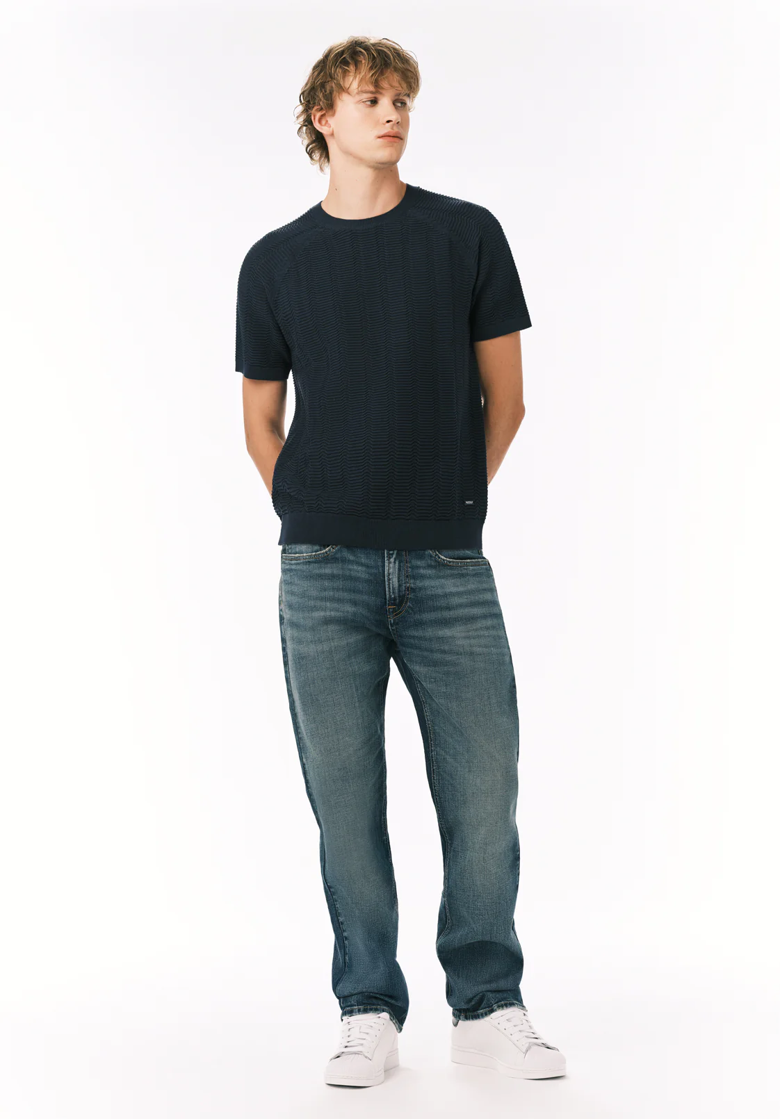 Wipped Men's Short Sleeve Sweater Tee, Whale - BM24874