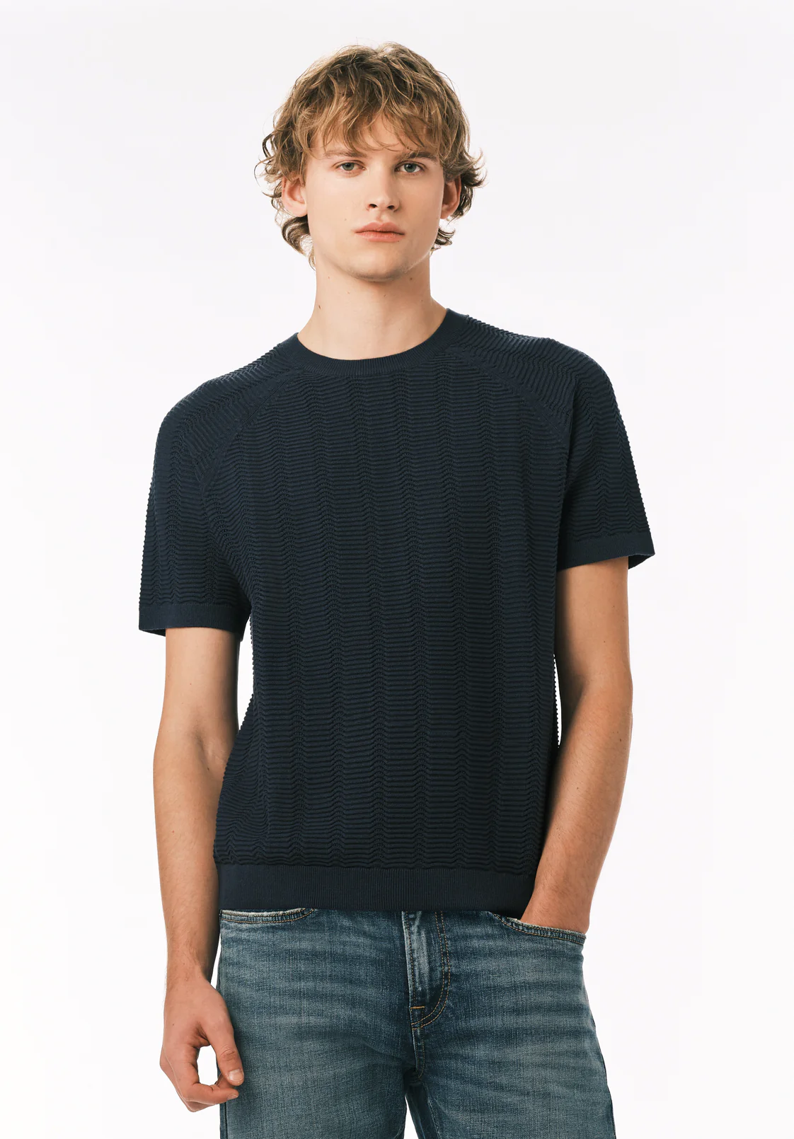 Wipped Men's Short Sleeve Sweater Tee, Whale - BM24874 - Image 2