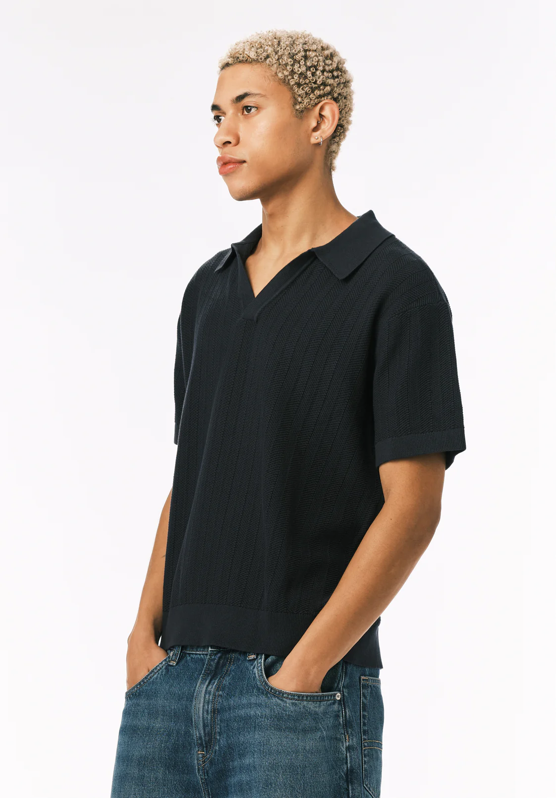 Wotex Men's Short Sleeve Sweater Polo, Midnight Blue - BM24896 - Image 3