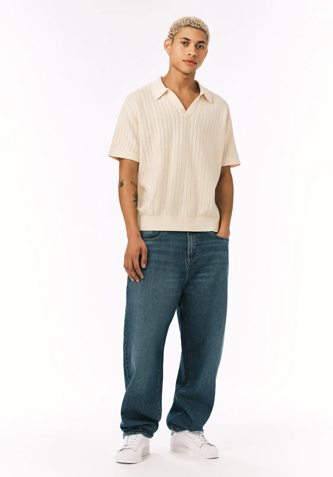 Wotex Men's Short Sleeve Sweater Polo, Buttercream - BM24896