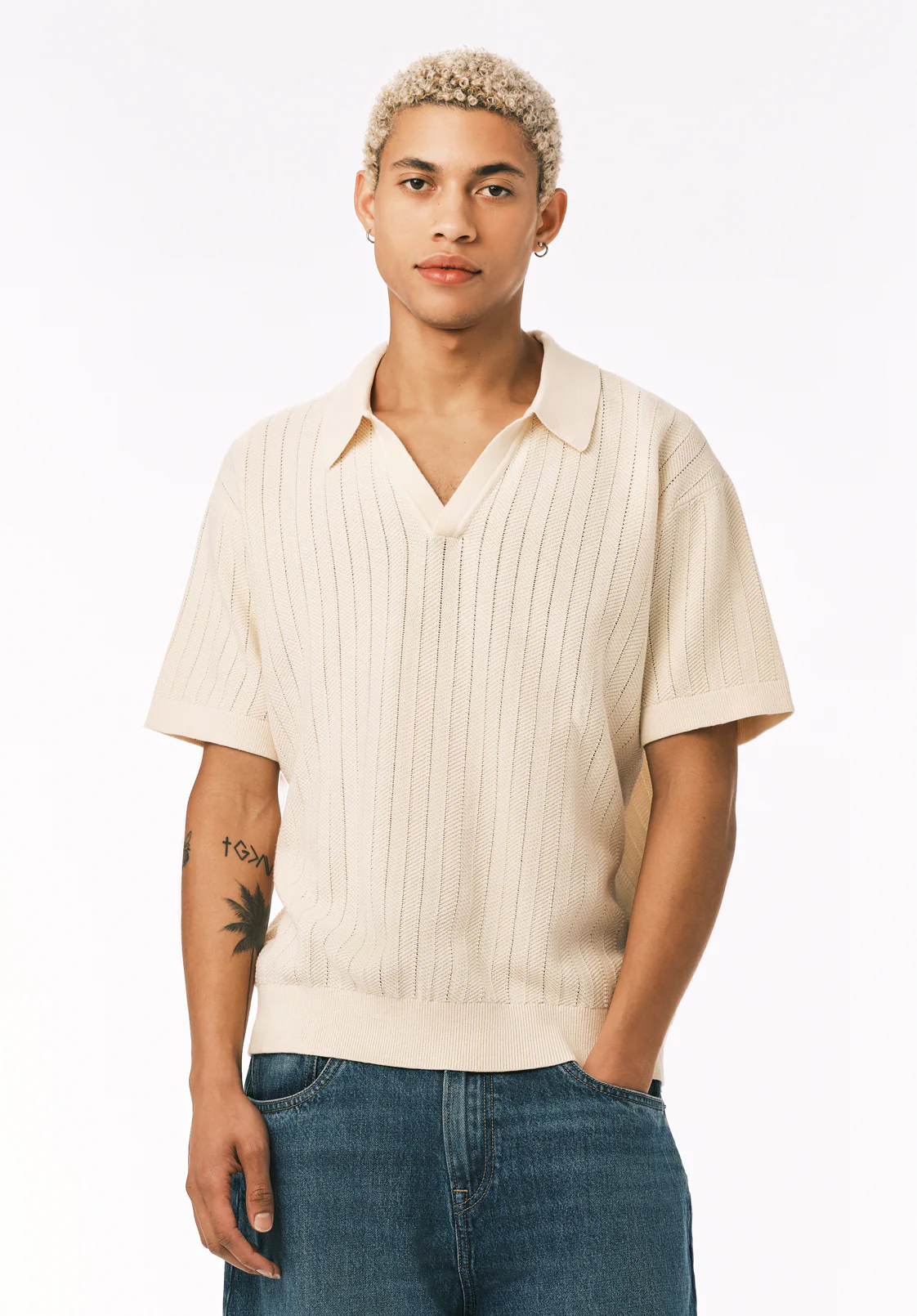 Wotex Men's Short Sleeve Sweater Polo, Buttercream - BM24896 - Image 2